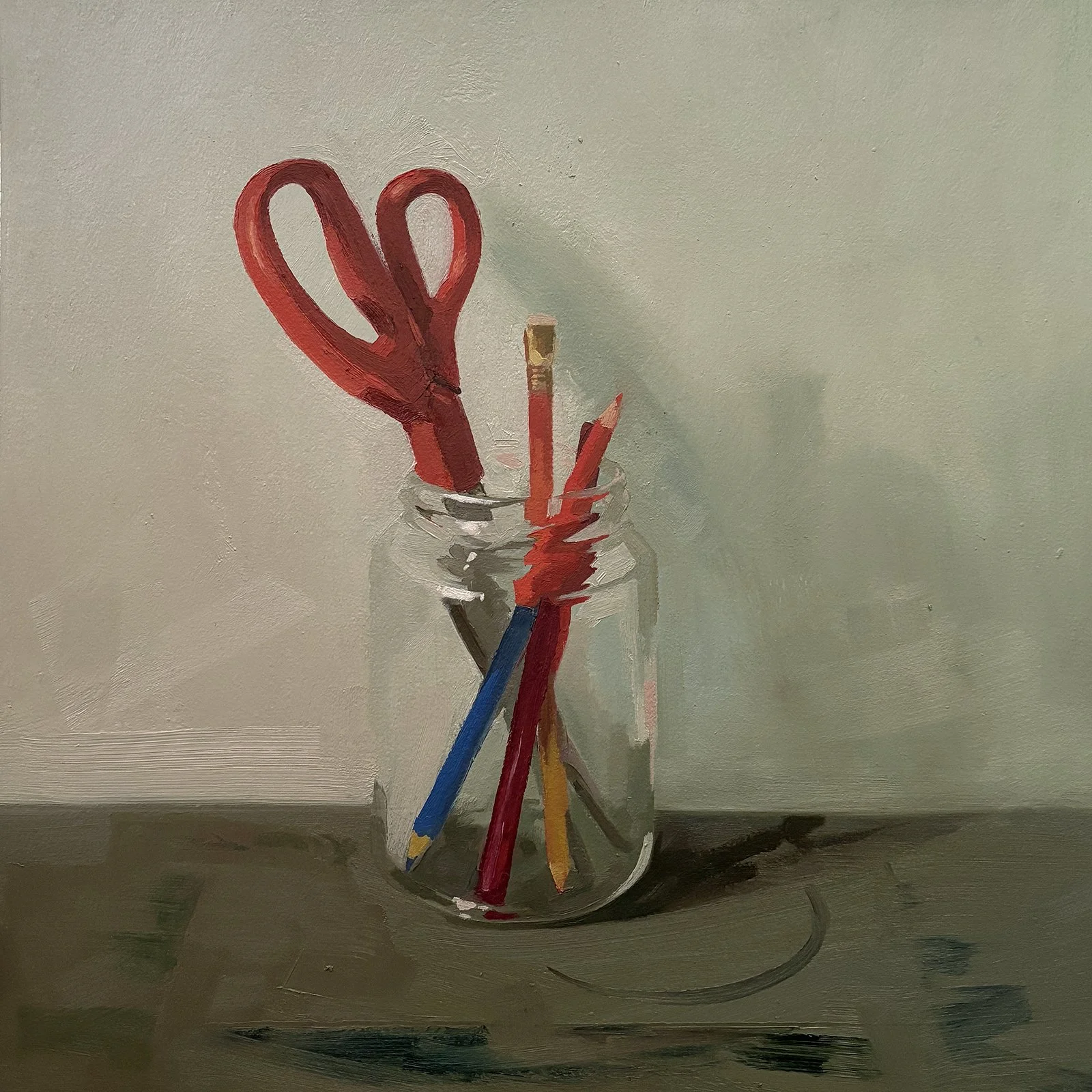 Treasures, oil on paper on panel, 14" x 14"
