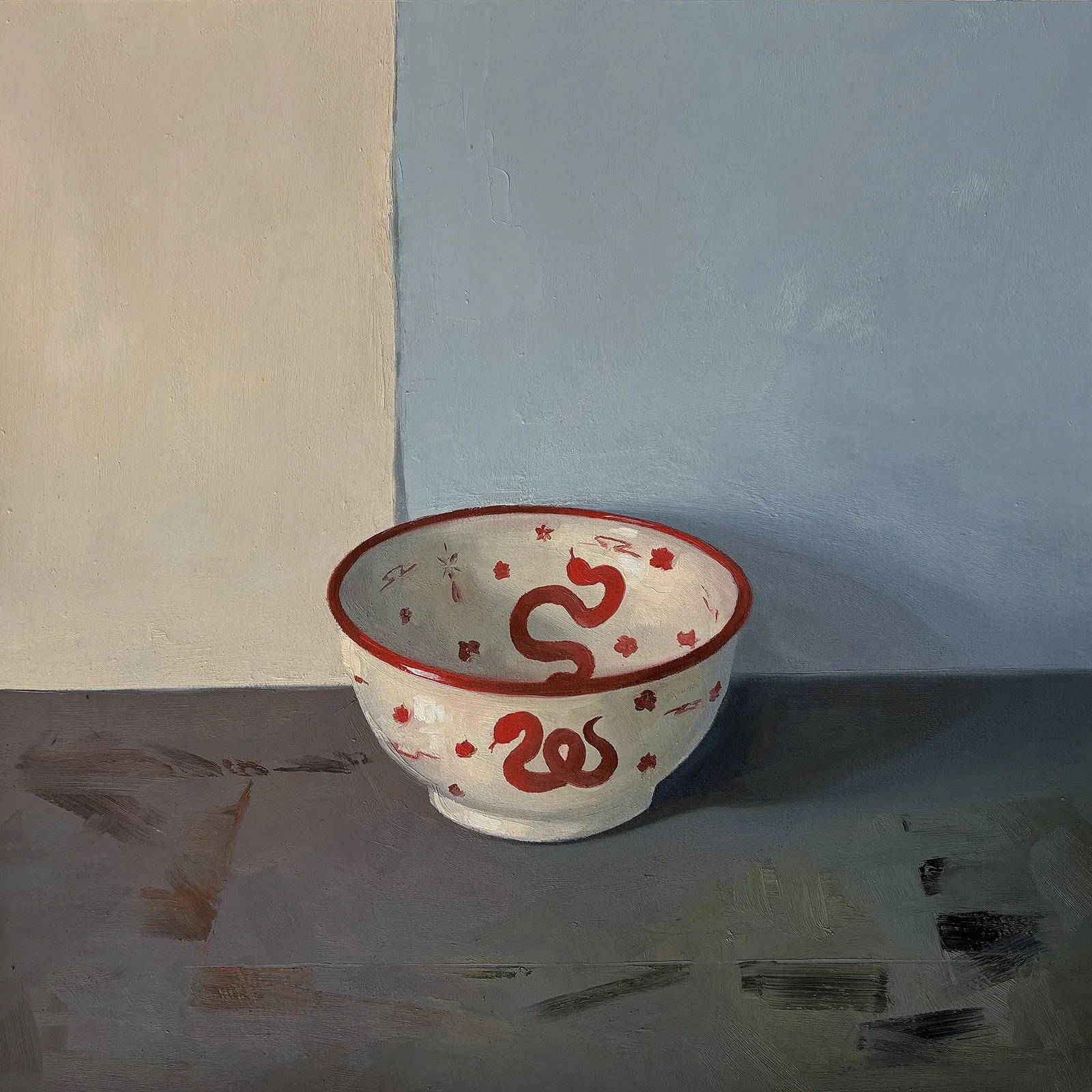 Year of the Snake, oil on paper on panel, 20" x 20"