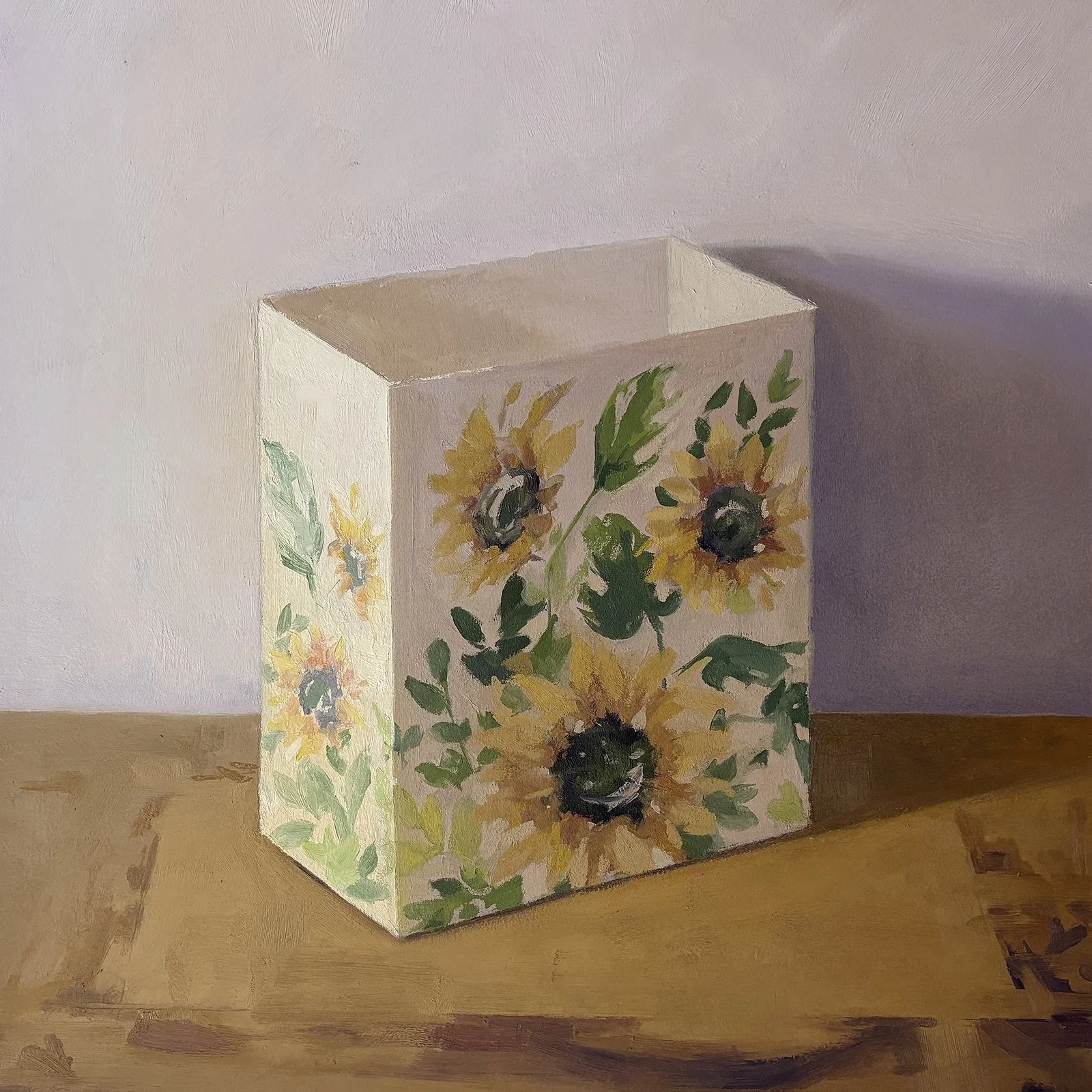 Sunflower Fields Forever, oil on paper on panel, 20" x 20"