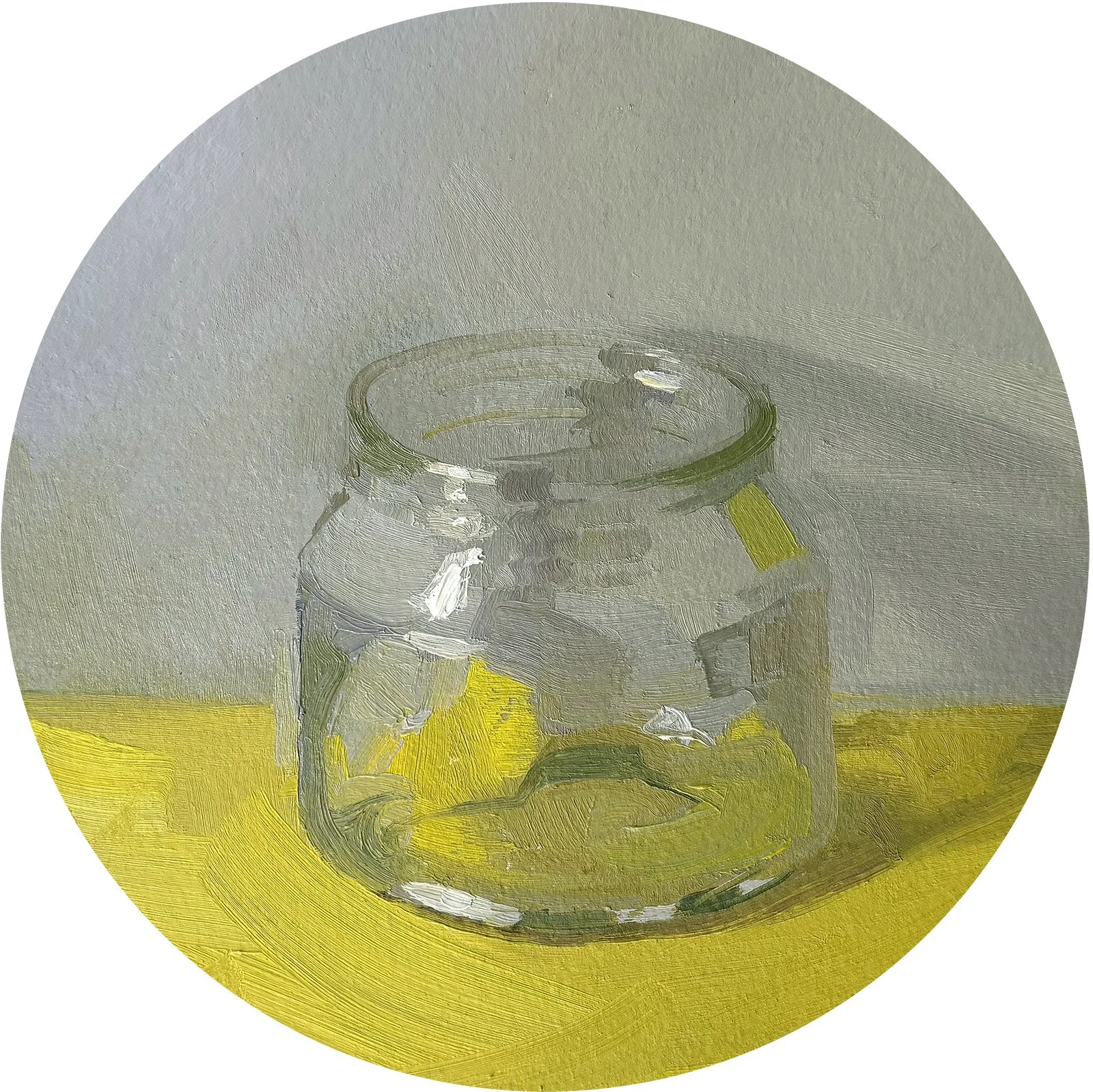 Distorted, oil on paper on panel, 6" tondo