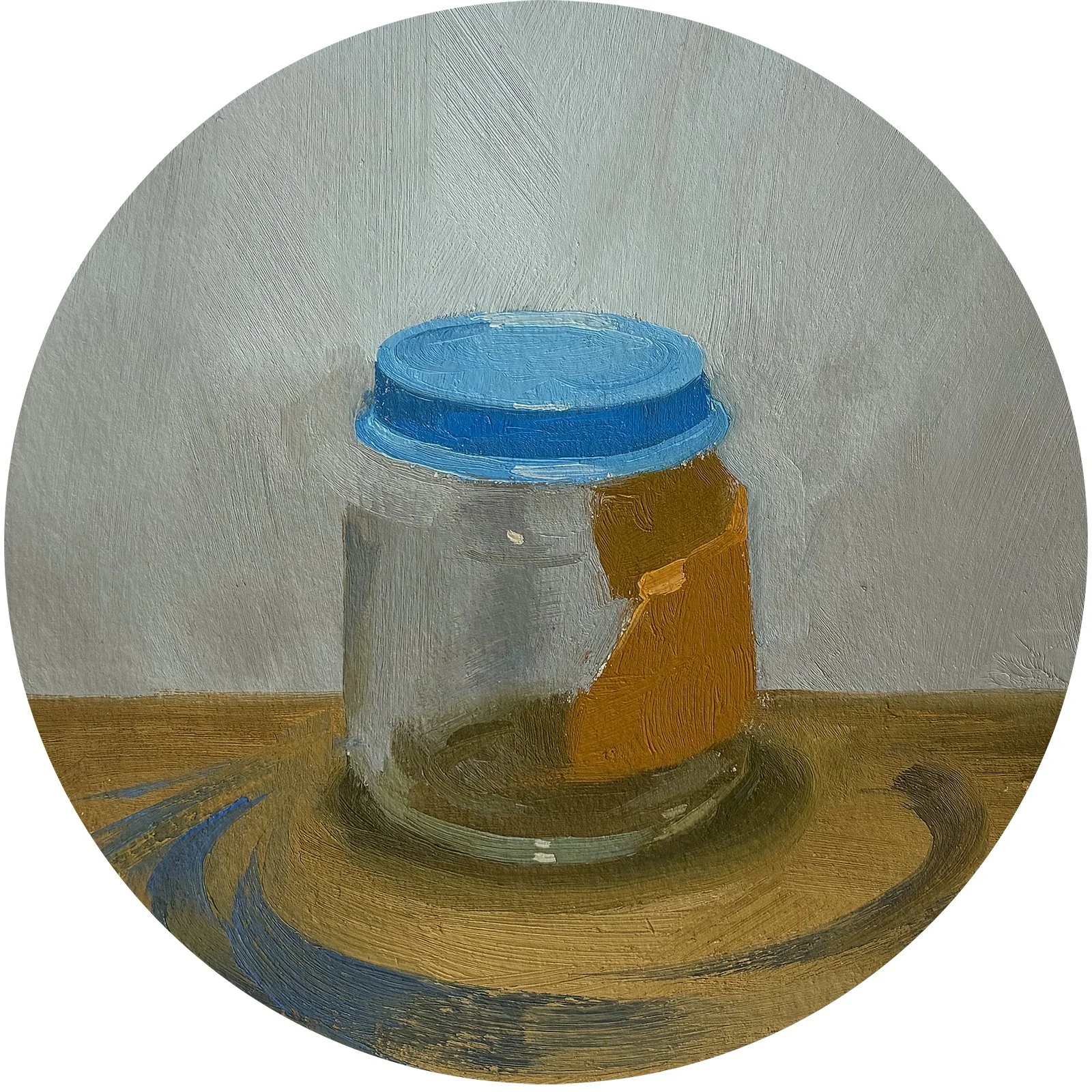 Contrast, oil on paper on panel, 6" tondo