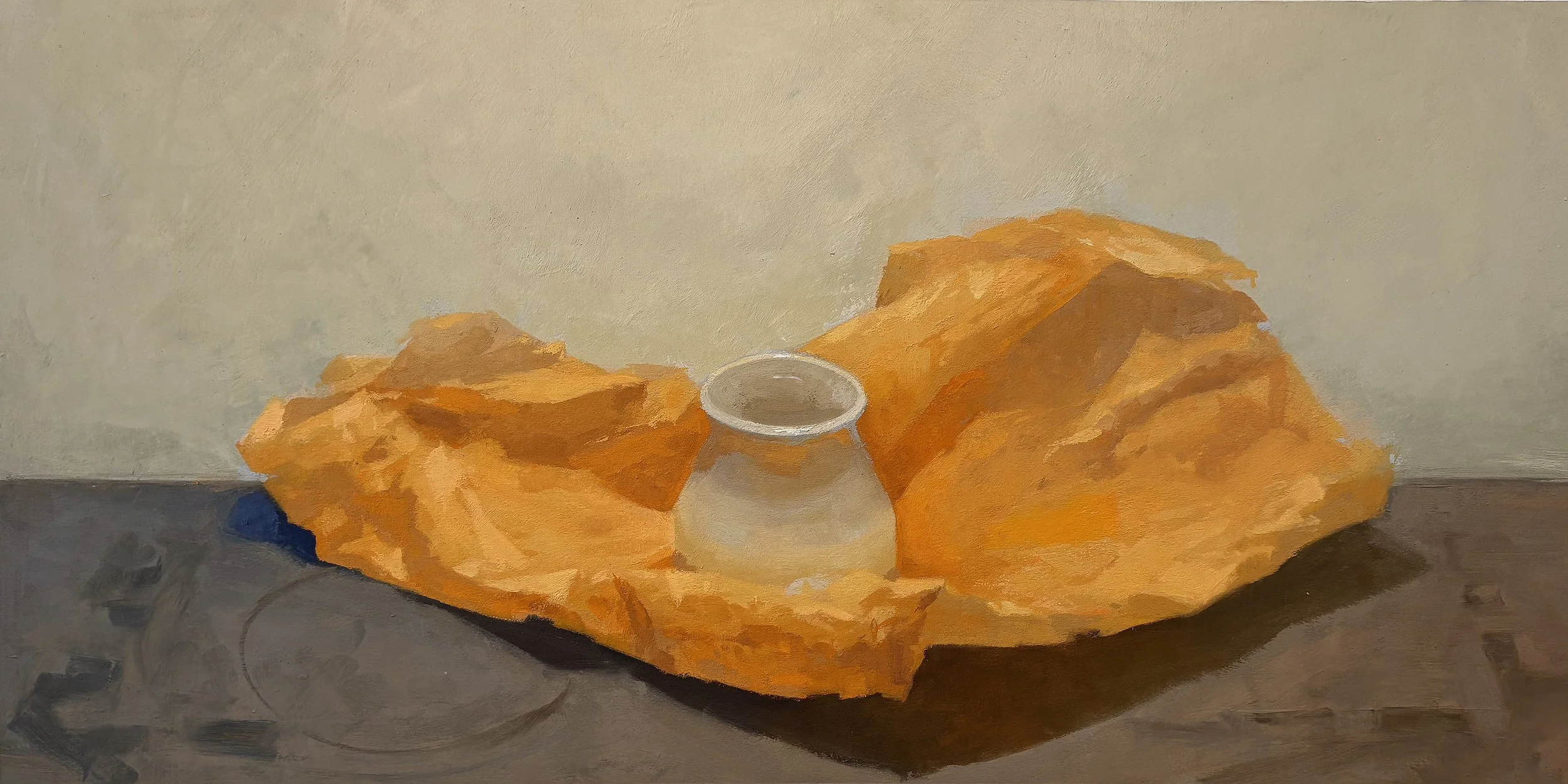 Temper, oil on paper on panel, 15" x 30"