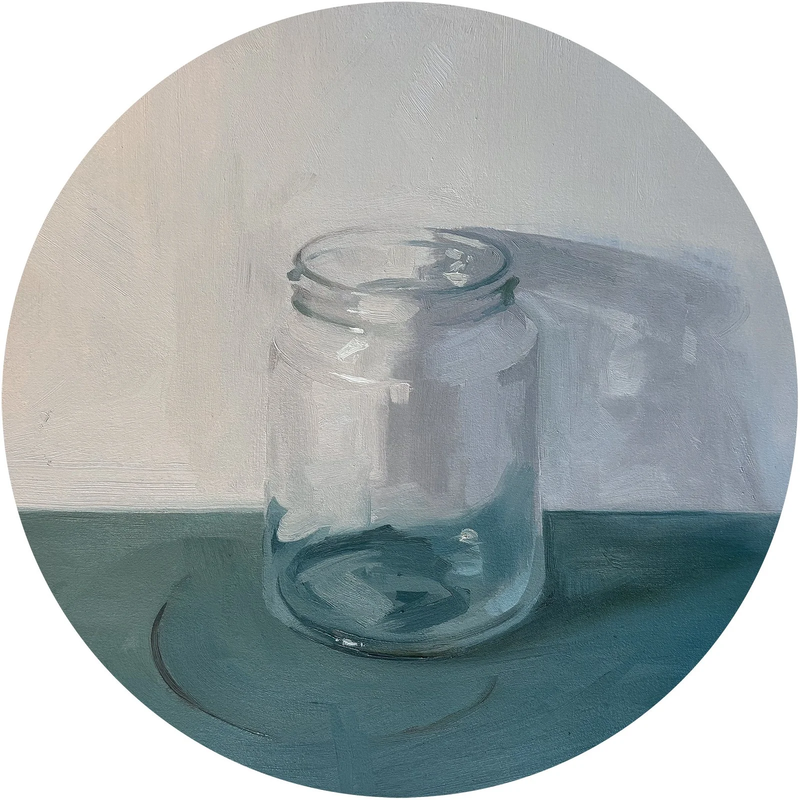 Vernal, oil on paper on panel, 14" tondo