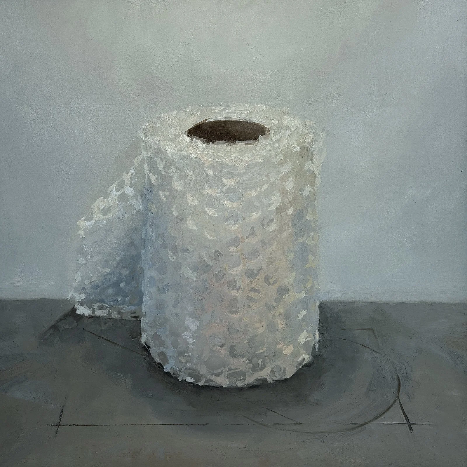 Unaffected, oil on paper on panel, 20" x 20"