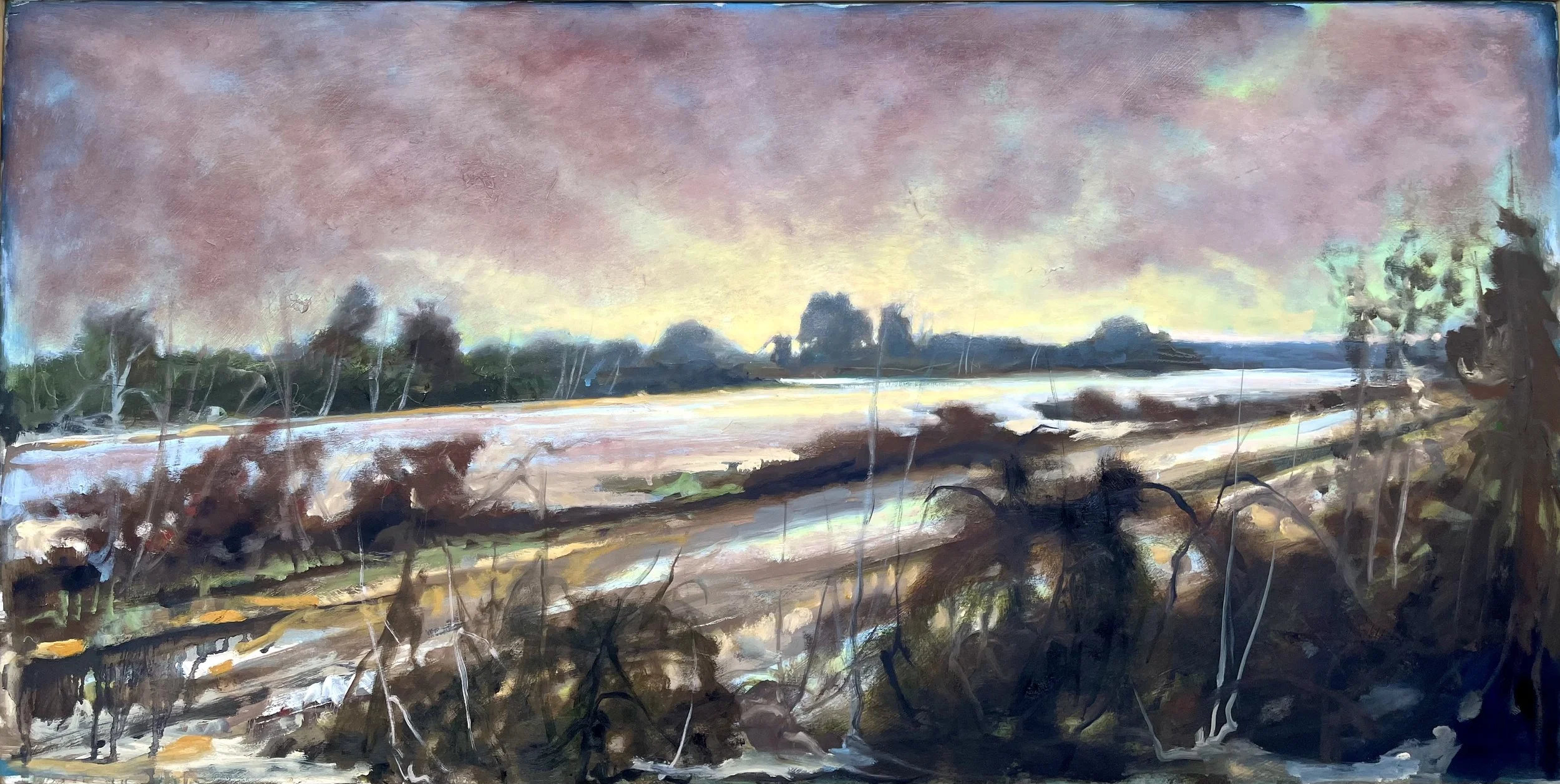 Mudline Flood, oil on panel, 24 x 48 inches