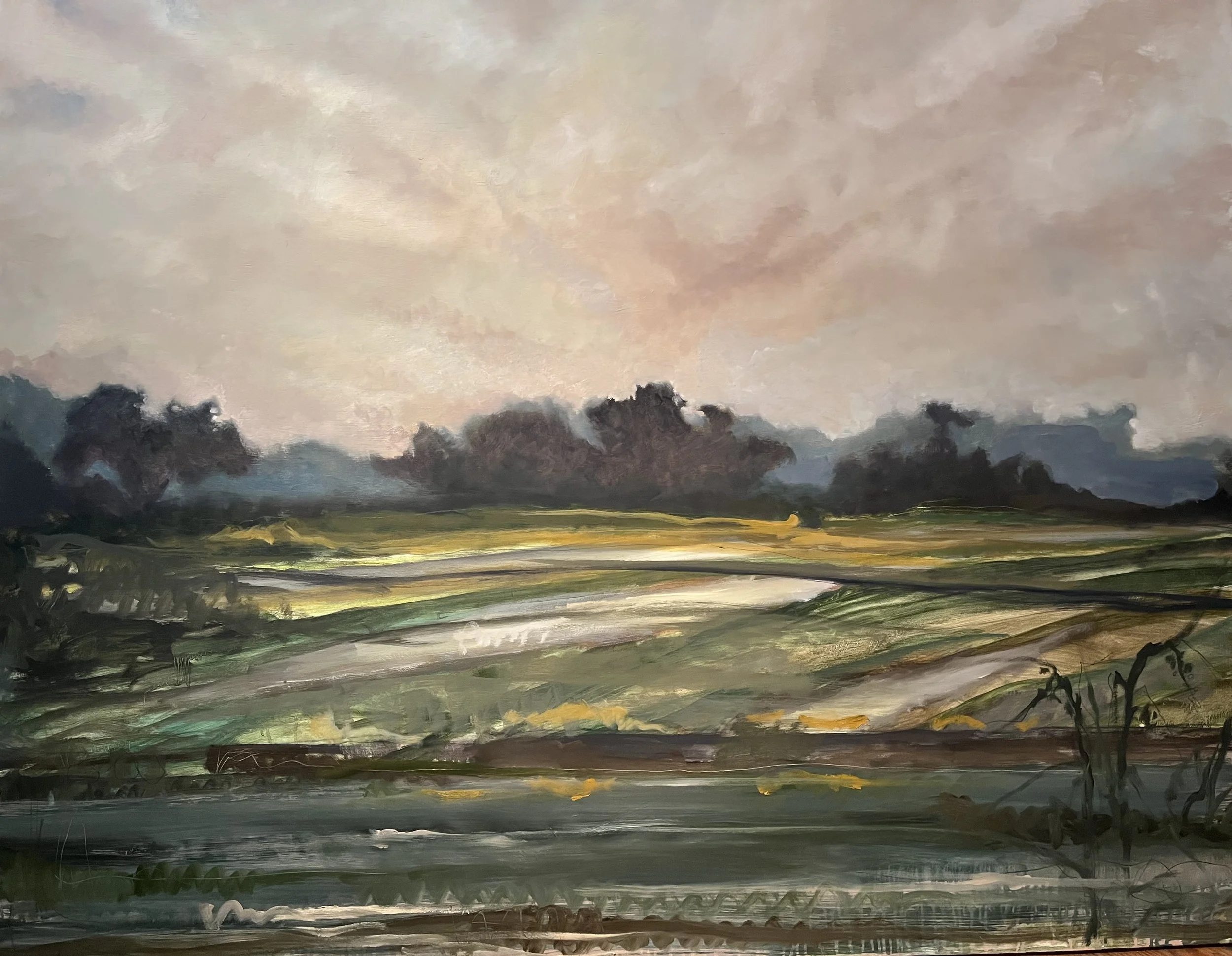Dawn/River Road, oil on panel, 48 x 60 inches