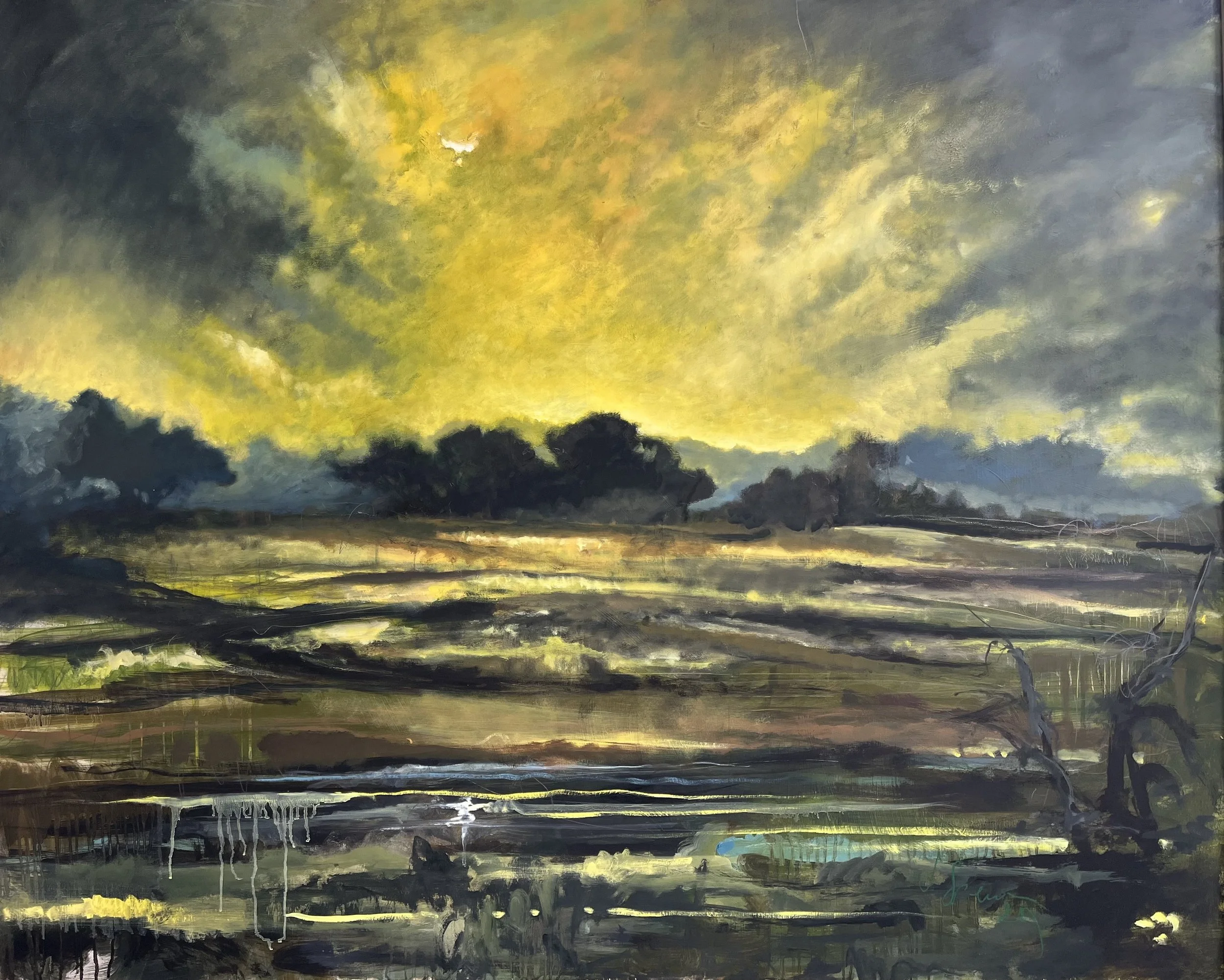Dusk/River Road, oil on panel, 48 x 60 inches