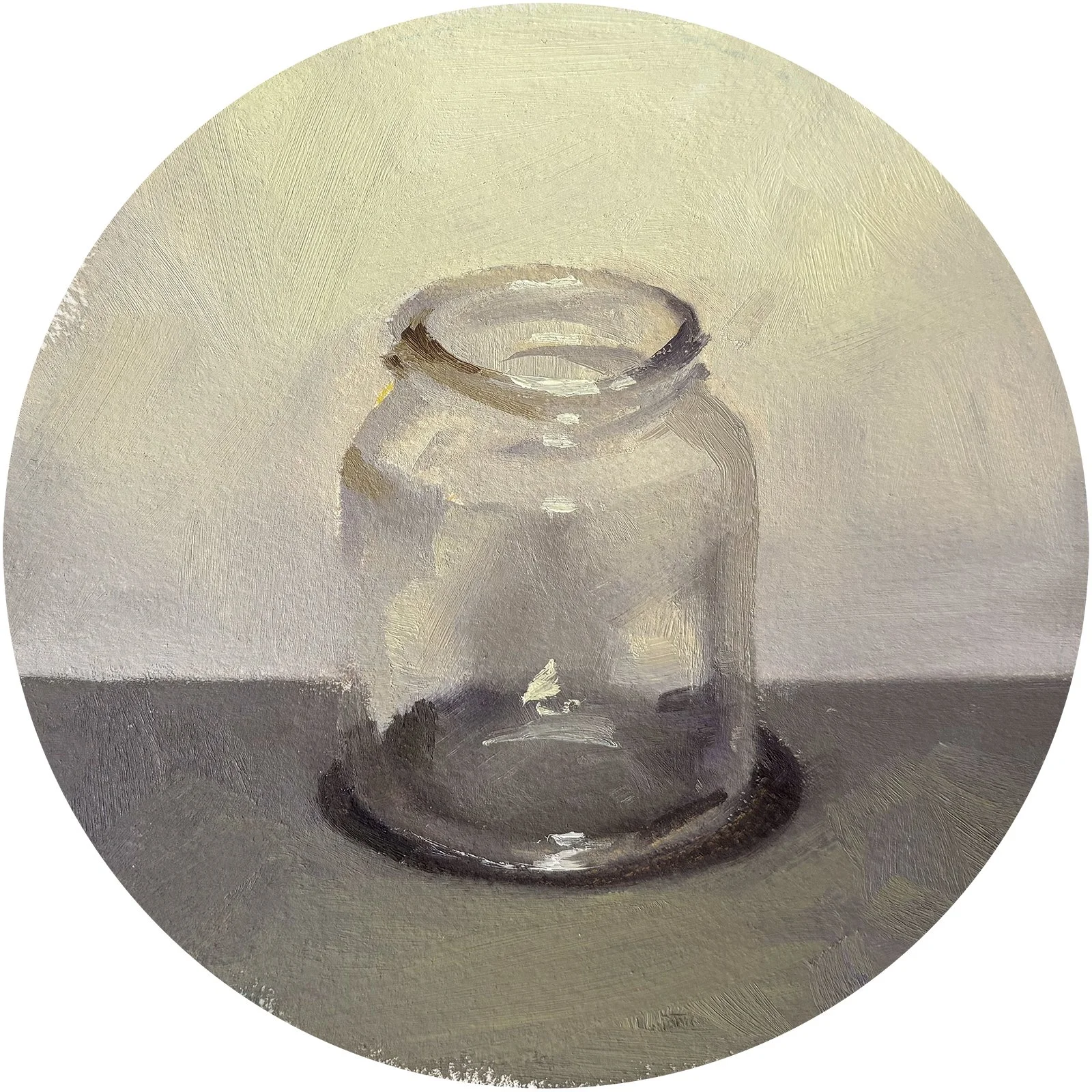 Illumined, oil on paper on panel, 6" tondo