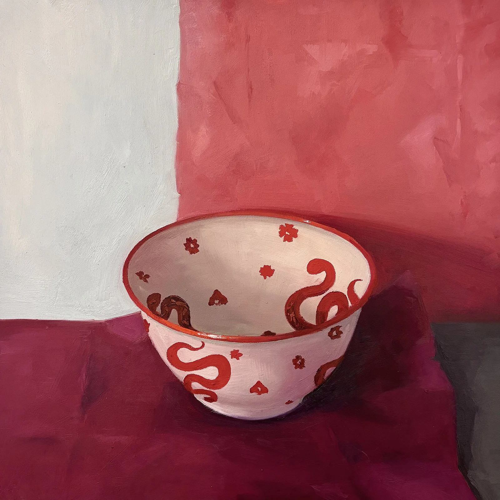 Sanguine, oil on paper on panel, 20" x 20"