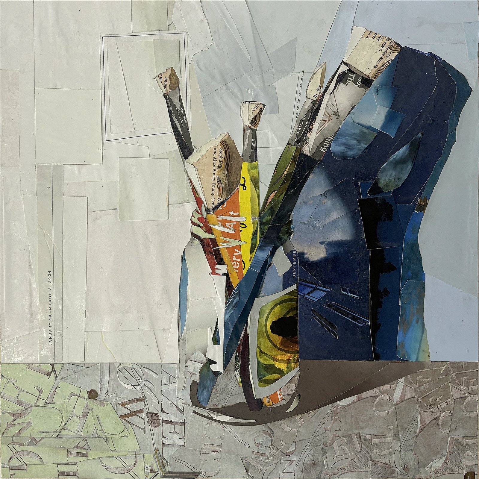 Collective, collage on panel