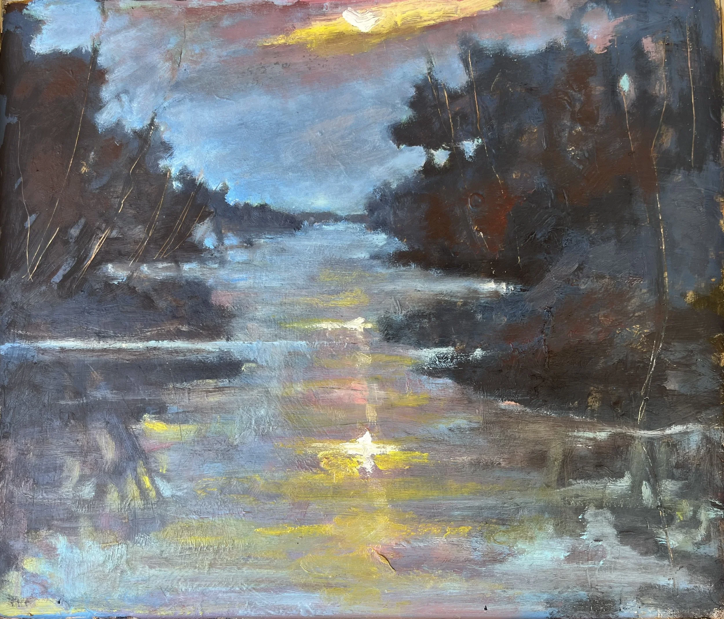 Yocona River/Autumn, oil on panel, 11 x 13 inches
