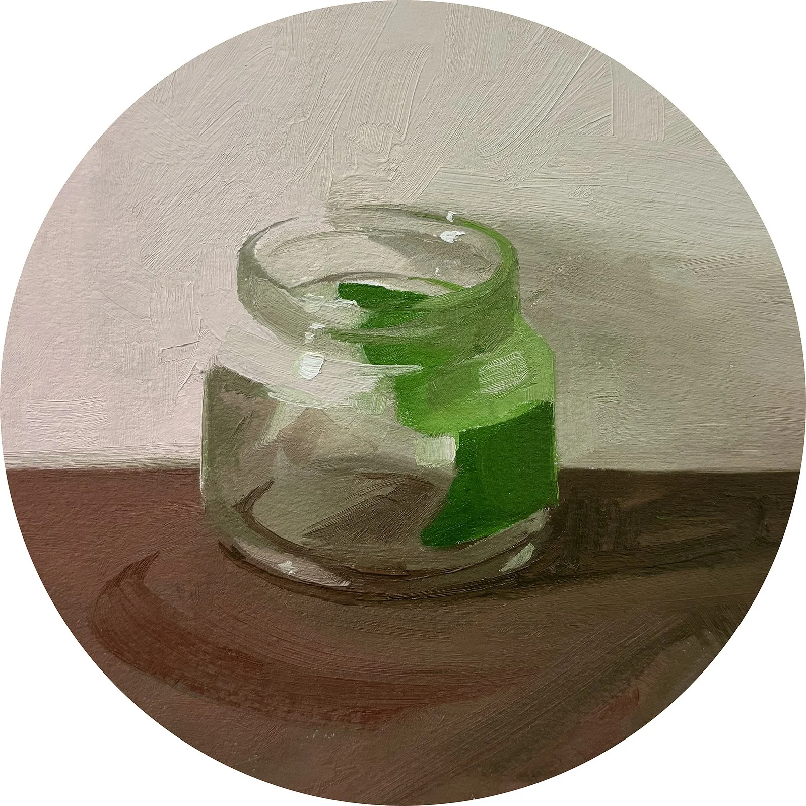 Sated, oil on paper on panel, 6" tondo