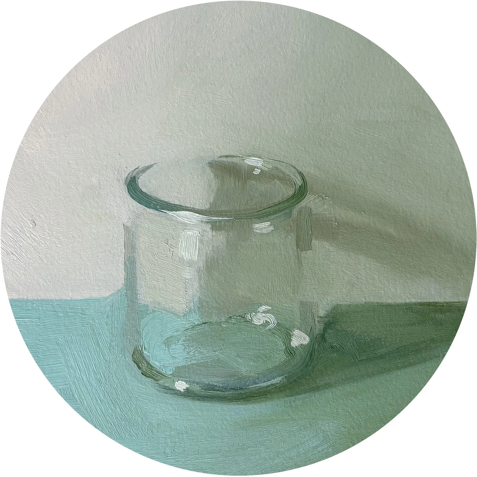 See Through, oil on paper on panel, 6" tondo