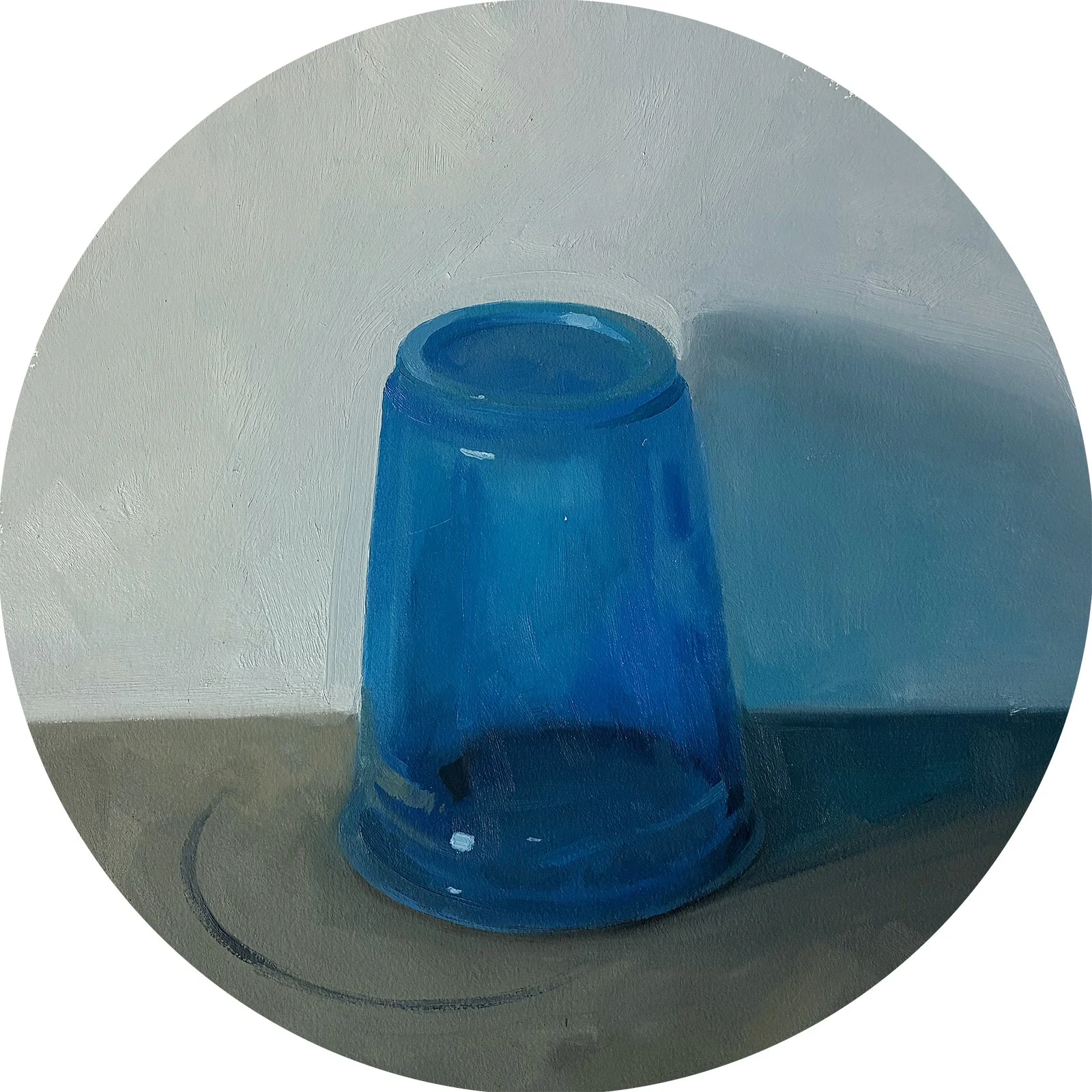 Runneth Over, oil on paper on panel, 14" tondo