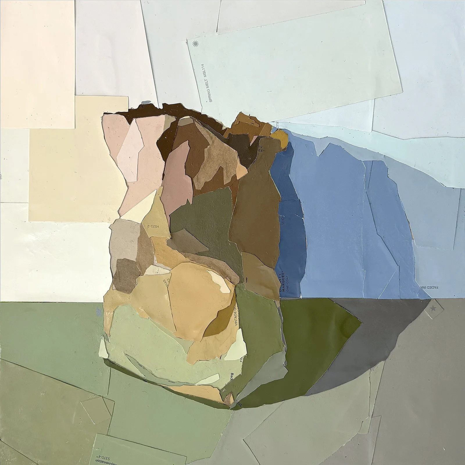 Meanderings, collage on panel, 14" x 14"