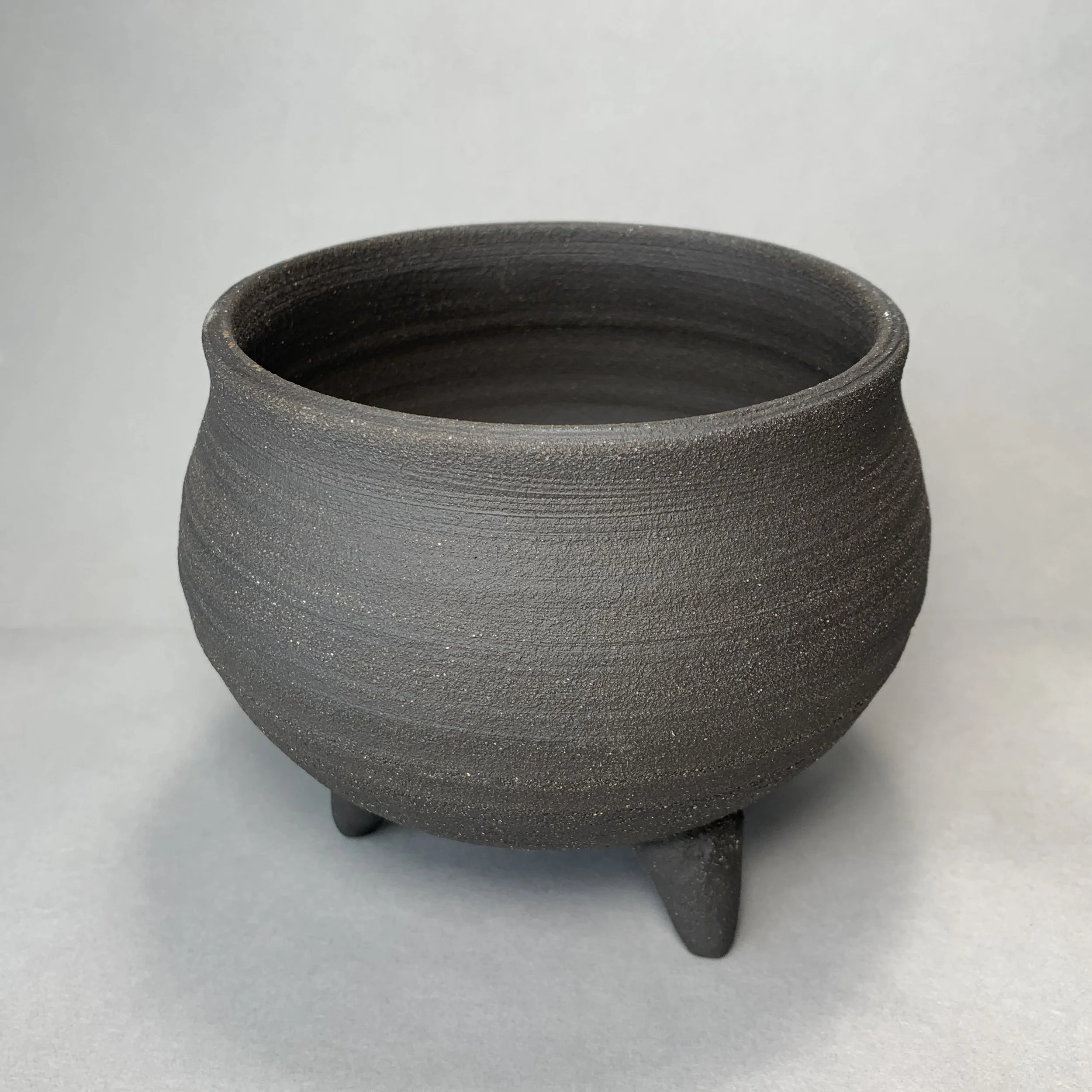 Handmade Black Ceramic Cauldron Planter