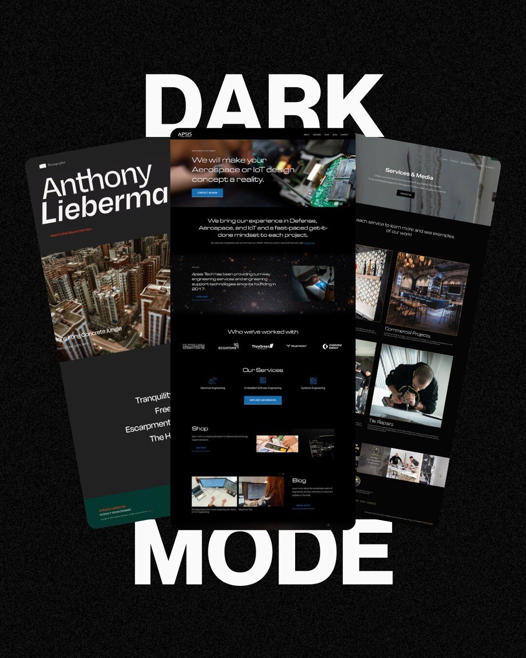 Calling all dark-mode lovers. 🖤✨ [Keep reading if you also activate/change the settings to dark themes without hesitation 😅]

The first version of my website had a dark theme, so these recent projects made me rekindle my love for dark-mode designs 