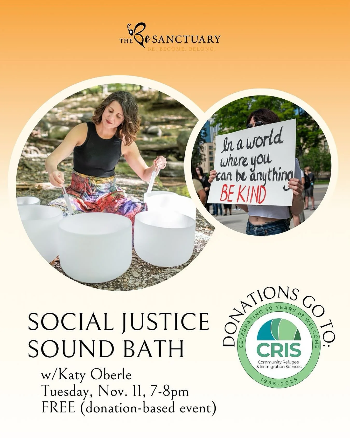 🥣This donation-based &ldquo;social justice sound bath&rdquo; event I&rsquo;ll be facilitating @thebesanctuary blends the relaxation of a traditional sound bath with themes of social justice, aiming to provide a space for community connection around 