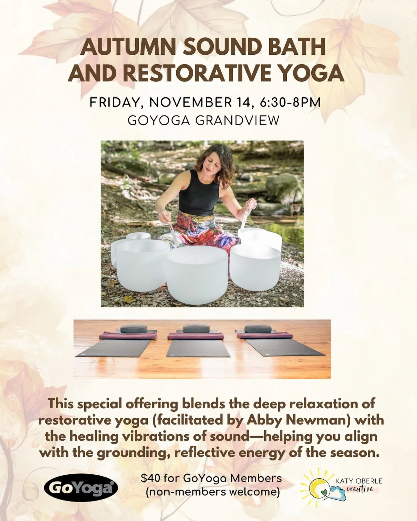 🧘‍♀️When life feels like too much, taking a mindful pause can bring us back to center.
🍂Join us @goyogagrandview for an evening of restorative yoga (with @ab_newman ) and a soothing sound bath led by me. 🥣
Take a breath. You deserve this tim