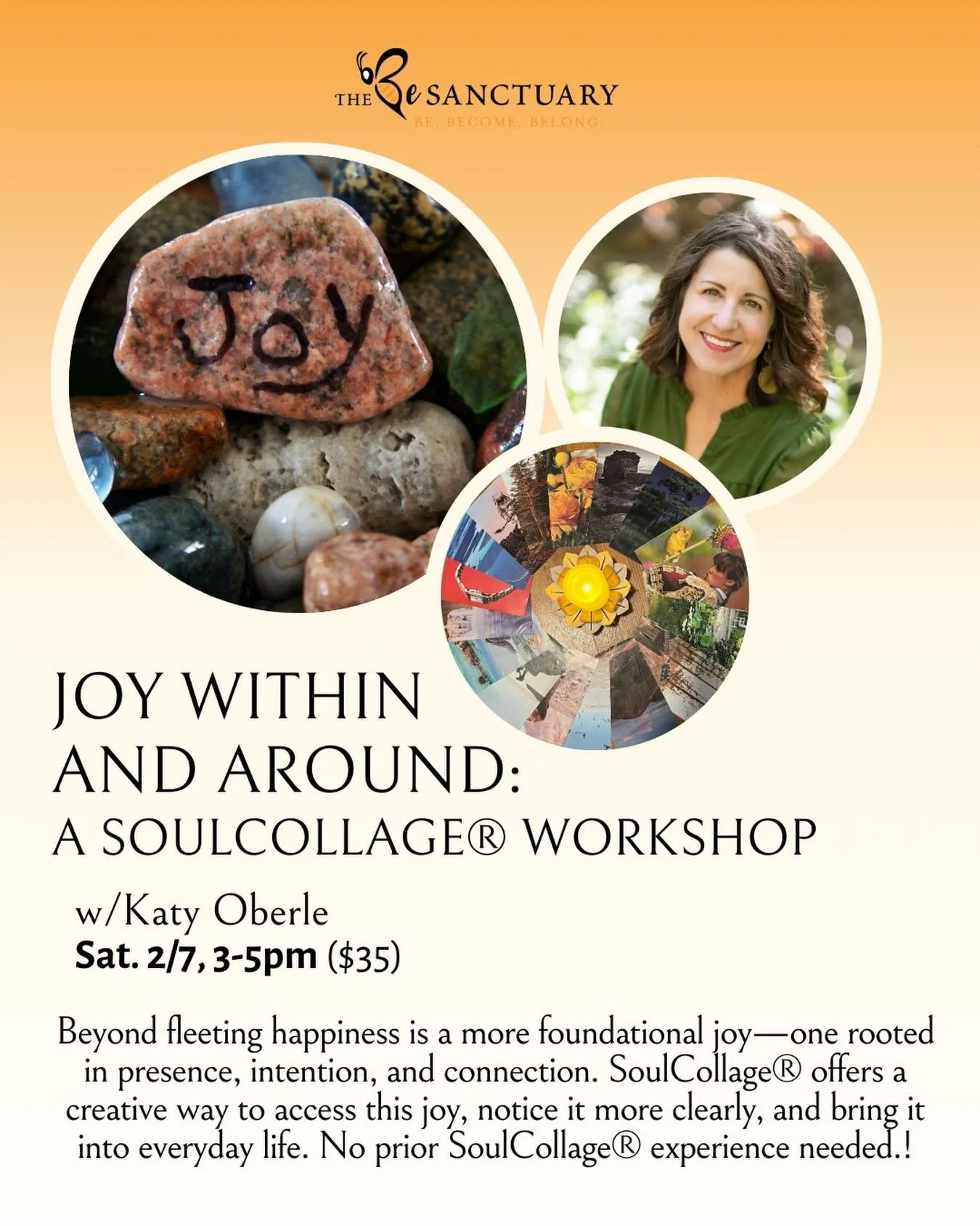 ✨Beyond fleeting happiness is a more foundational joy&mdash;one rooted in presence, intention, and connection. SoulCollage&reg; offers a creative way to access that joy, notice it more clearly, and bring it into everyday life. No prior SoulCollage&re