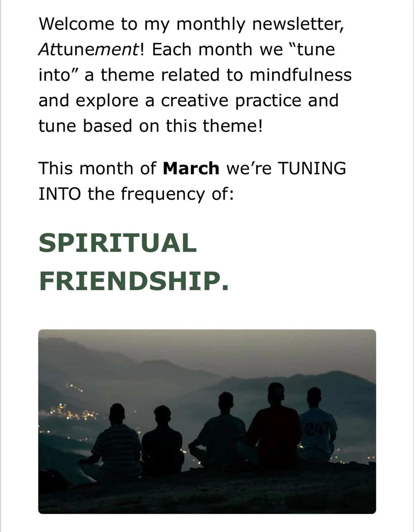 ☔️This month&rsquo;s mindfulness newsletter has been emailed to my subscribers. Here&rsquo;s an excerpt:

As the dominant culture of patriarchy and rugged individualism continues to isolate us and pit us against each other, I&rsquo;ve been thinking a