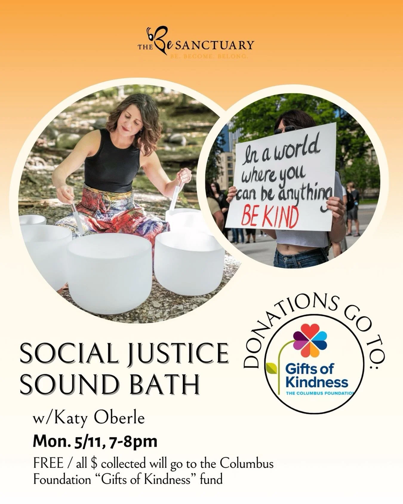 🥣✌🏼My next quarterly Social Justice Sound Bath @thebesanctuary is Mon. 5/11, 7-8pm. 

✨Free to attend; all $ collected will be donated to @colsfoundation &ldquo;Gifts of Kindness&rdquo; fund, which provides grants between $500 and $3000 to individu