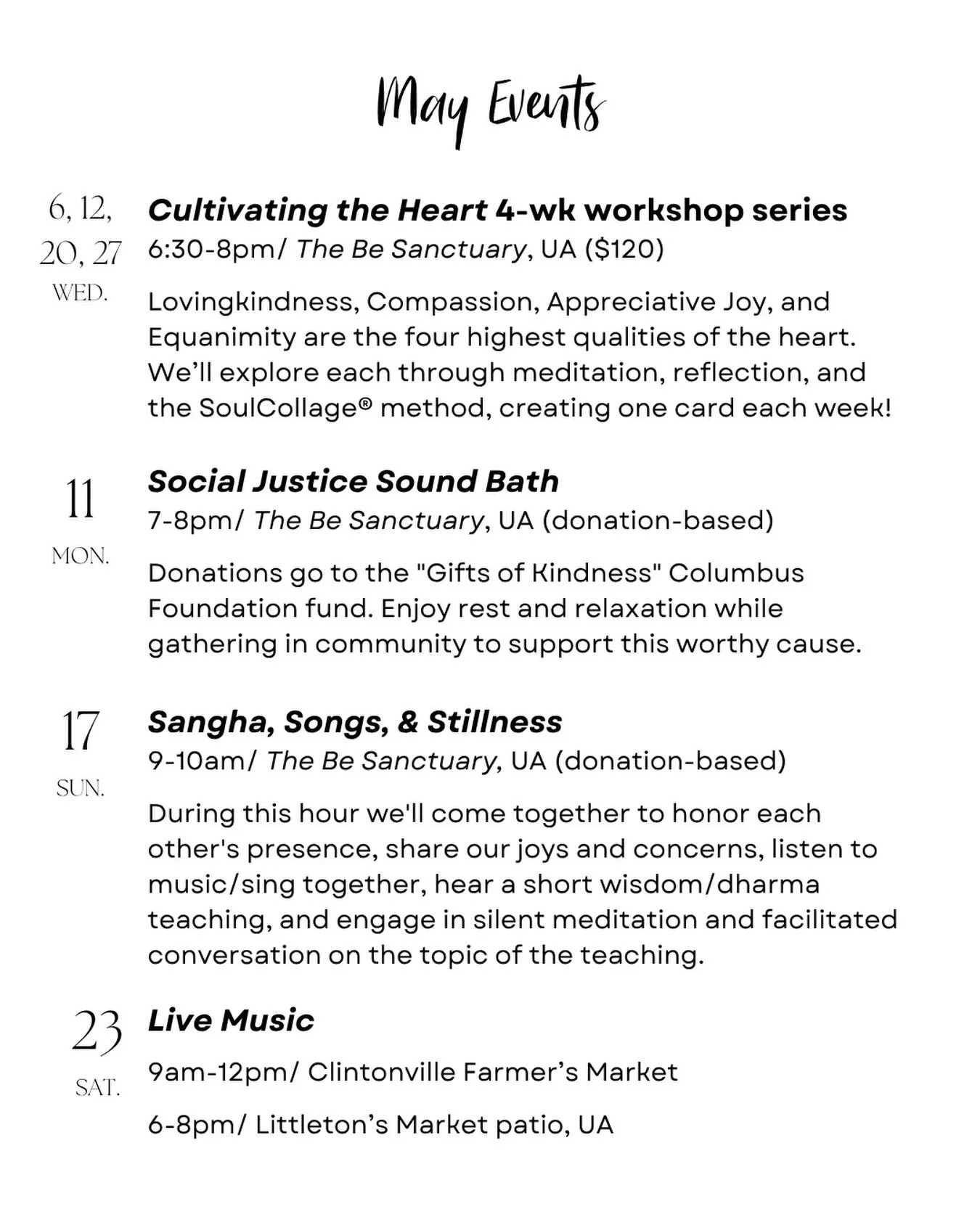 🌸 May&rsquo;s events! Hope to see you soon! (link to event registrations in my bio)