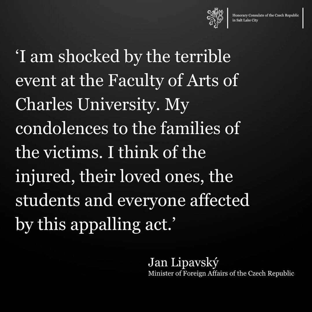 Statement by the Minister of Foreign Affairs of the Czech Republic, @jan_lipavsky regarding the shooting at the Faculty of Arts of Charles University in #prague .

______
#czechia #czechrepublic #saltlakecity