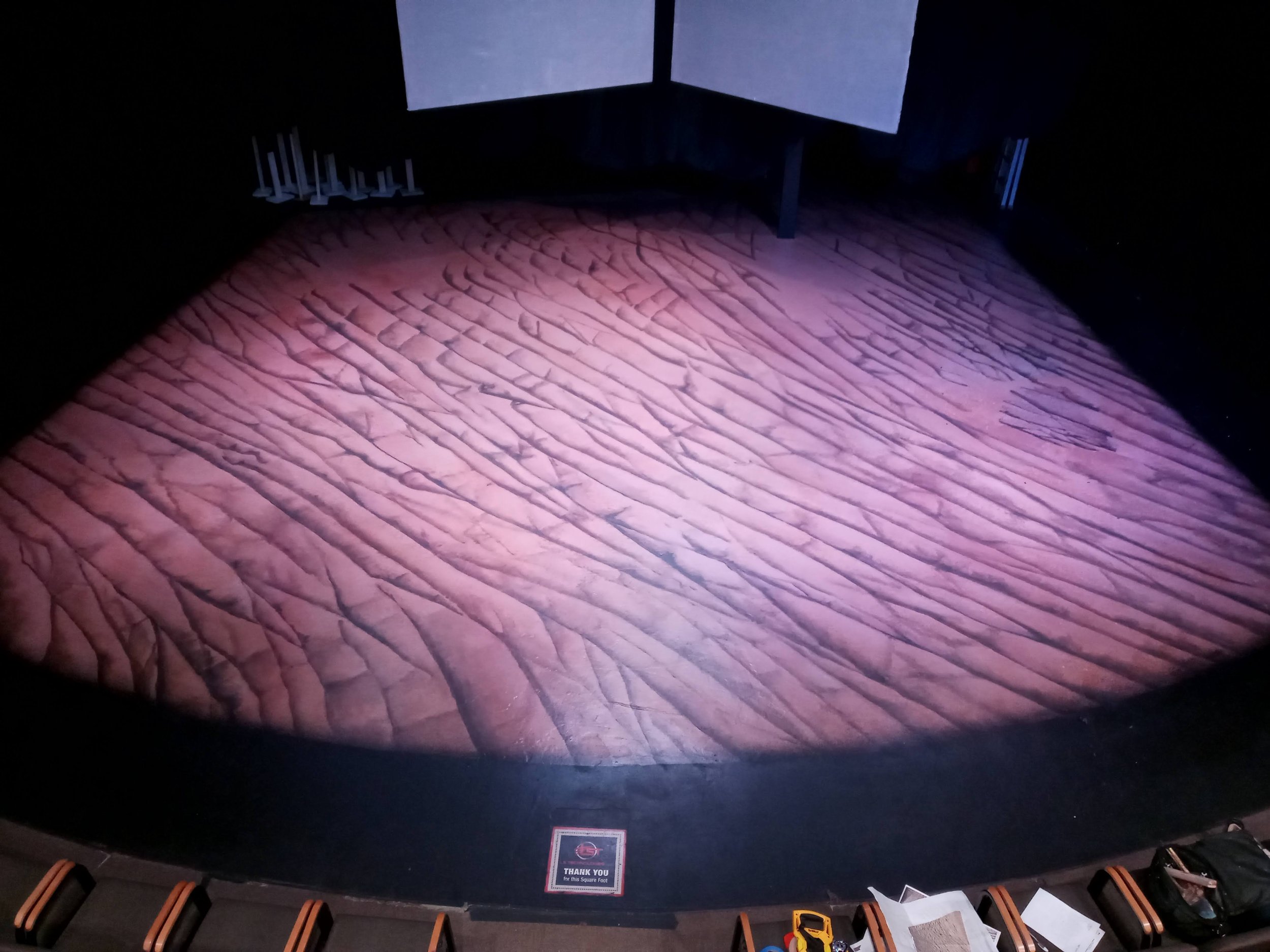 elephant-skin painted floor for Mlima's Tale, 1st Stage, 2022. Set design: Giorgos Tsappas.