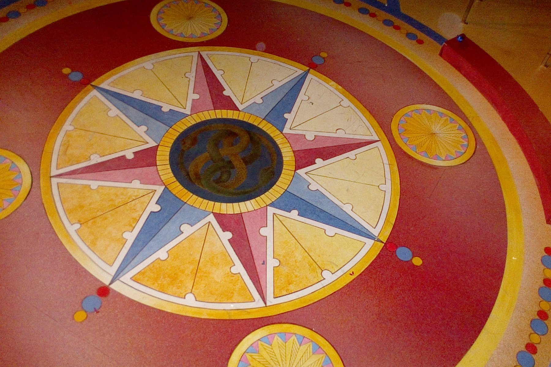 Painted (partially translucent) stage floor for Neverending Story at Imagination Stage, Bethesda, MD, 2008. Set design: Daniel Conway.