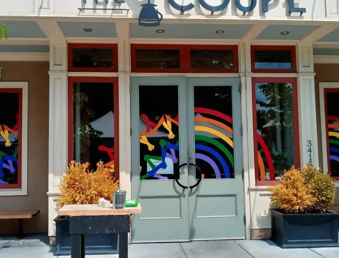 Pride window decoration for The Coupe restaurant, DC, 2022