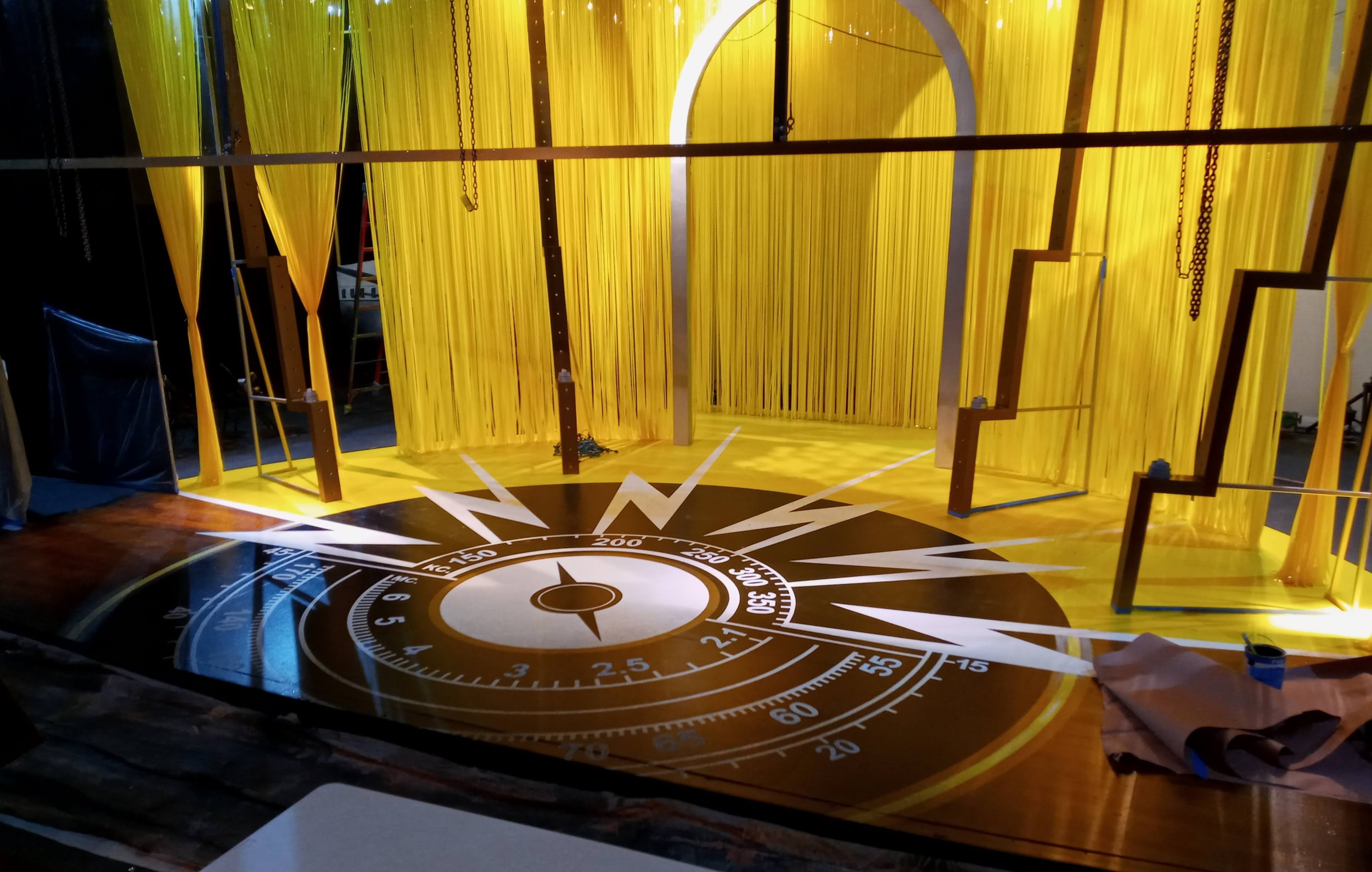 Painted floor for Tía Julia y el Escribidor, GALA Hispanic Theatre, Washington, D.C., 2021. Set design: Clifton Chadick.