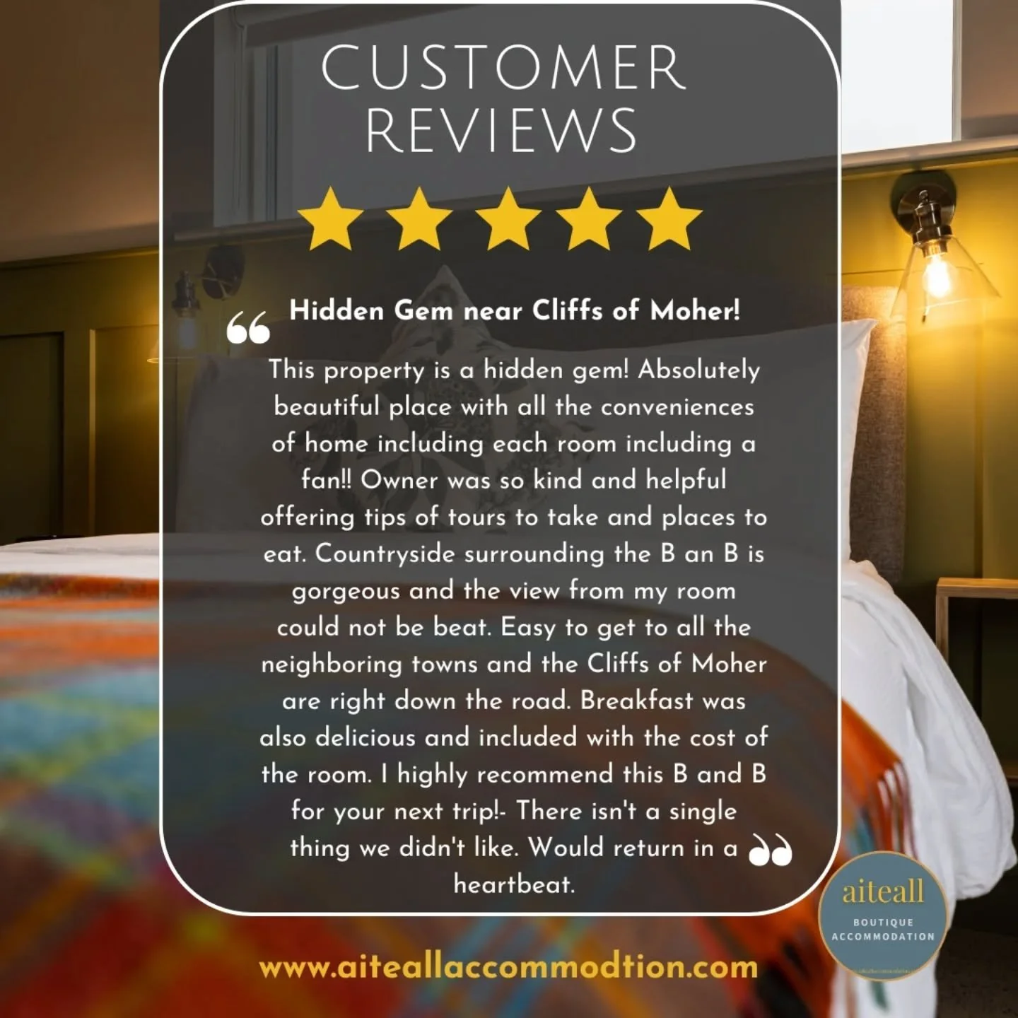A few words from recent guests. 🗣 🗯
We appreciate every review, and we’re glad to know our little B&B has been part of so many good memories. 💚
Thanks for taking time to review and give us your feedback 🙏
#review #wildatlanticway #c