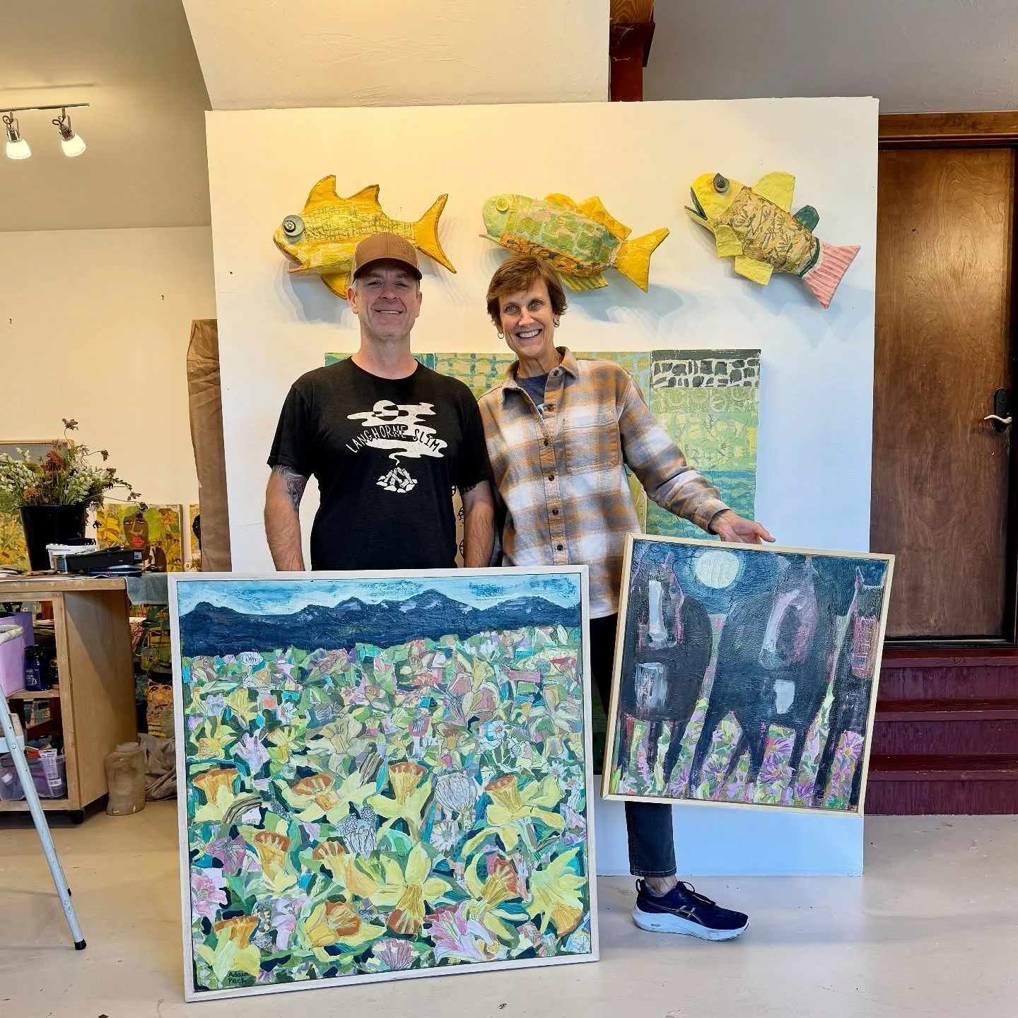 Bittersweet to say goodbye to these two paintings. &lsquo;Hyalite Foothills&lsquo; &amp; &lsquo;Trust Me&rsquo; are headed to Seattle. Thank you Josh &amp; Carolyn.🧡🧡