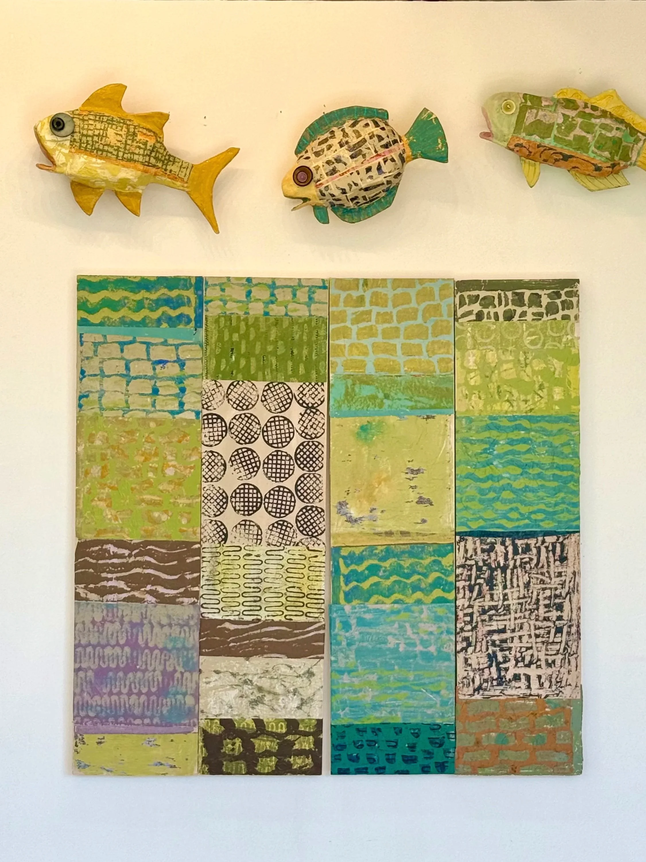 Water Under the Bridge | Mixed Media on Four Cradled Panels | 48"x48"