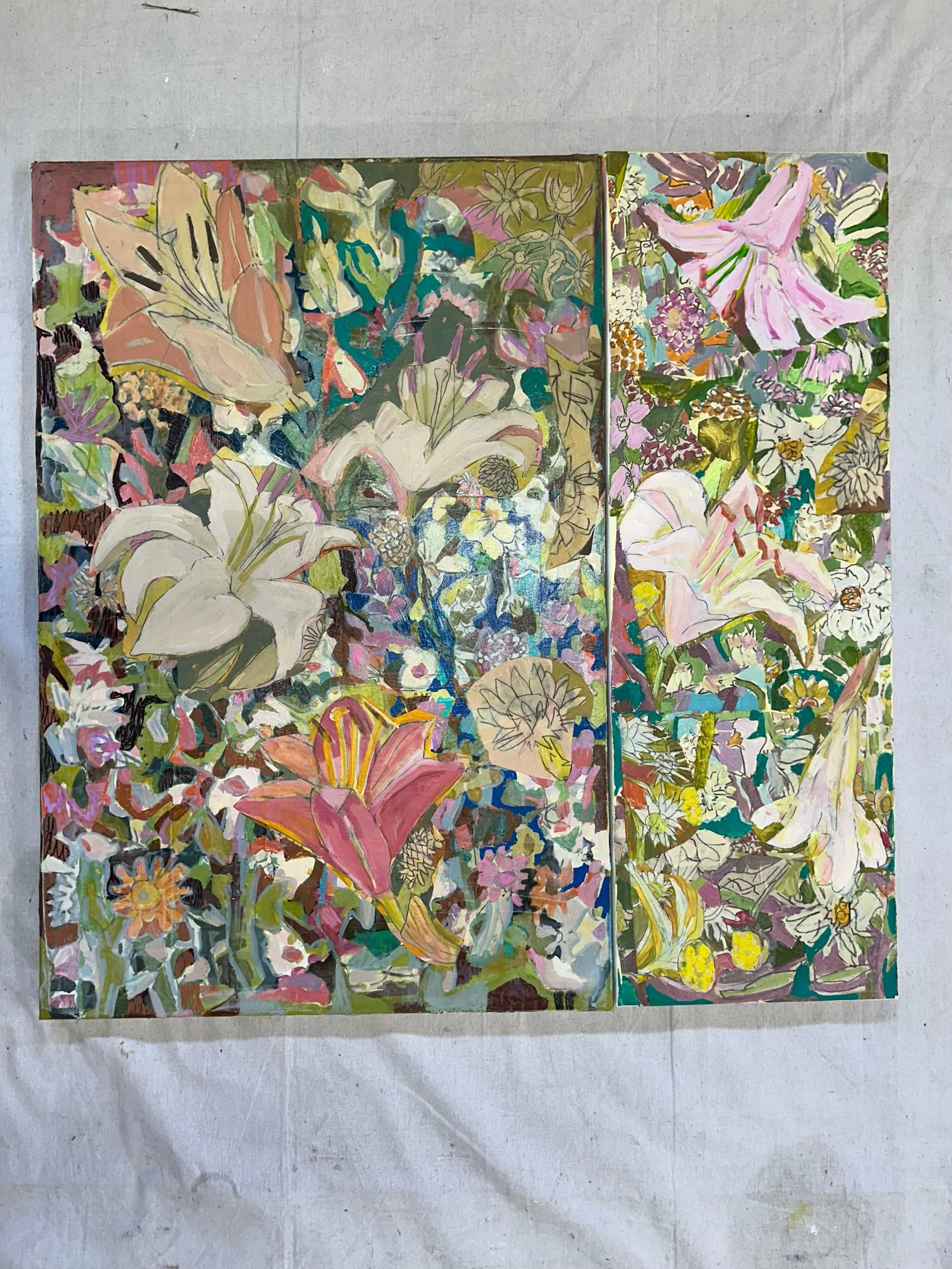 Whimsical Botanicals | 38"x39" | Mixed Media on Canvas | SOLD