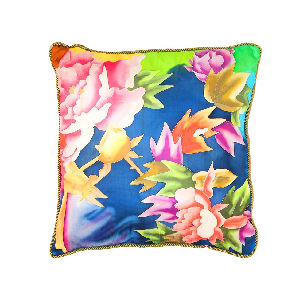 Oversized 100% Silk Floral & Tie Dye Reversible Scarf Pillow — Cross  Highway Collection