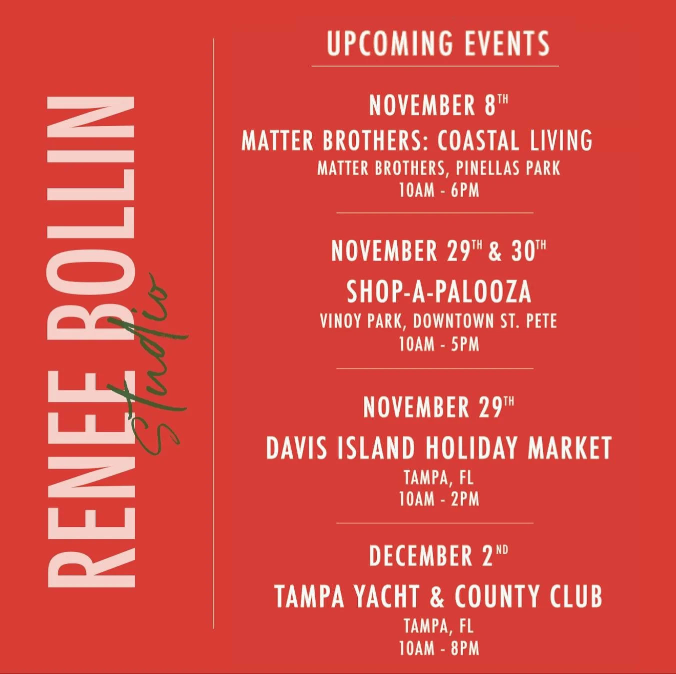 Find unique gifts at local markets this holiday season! 🎁✨
I&rsquo;ll be popping up around town with artful gifts, festive favorites, and some brand-new pieces I can&rsquo;t wait to share. Whether you&rsquo;re shopping for someone special or just wa