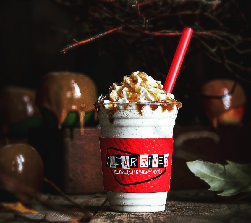 A milk shake from Clear River Ice Cream, Bakery and Deli. Photography by @eatfxbg.
