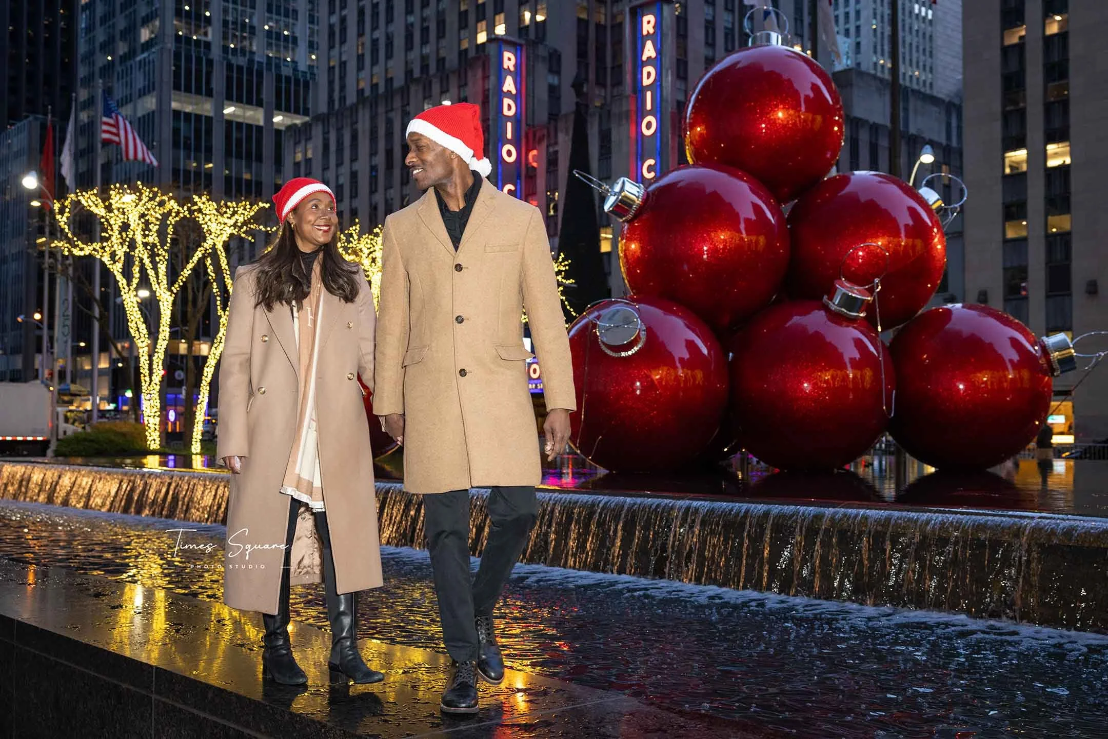 Capture your Christmas memories with a photoshoot at the most iconic holiday-decorated locations in New York City, including Rockefeller Center, Radio City, and other festive spots.