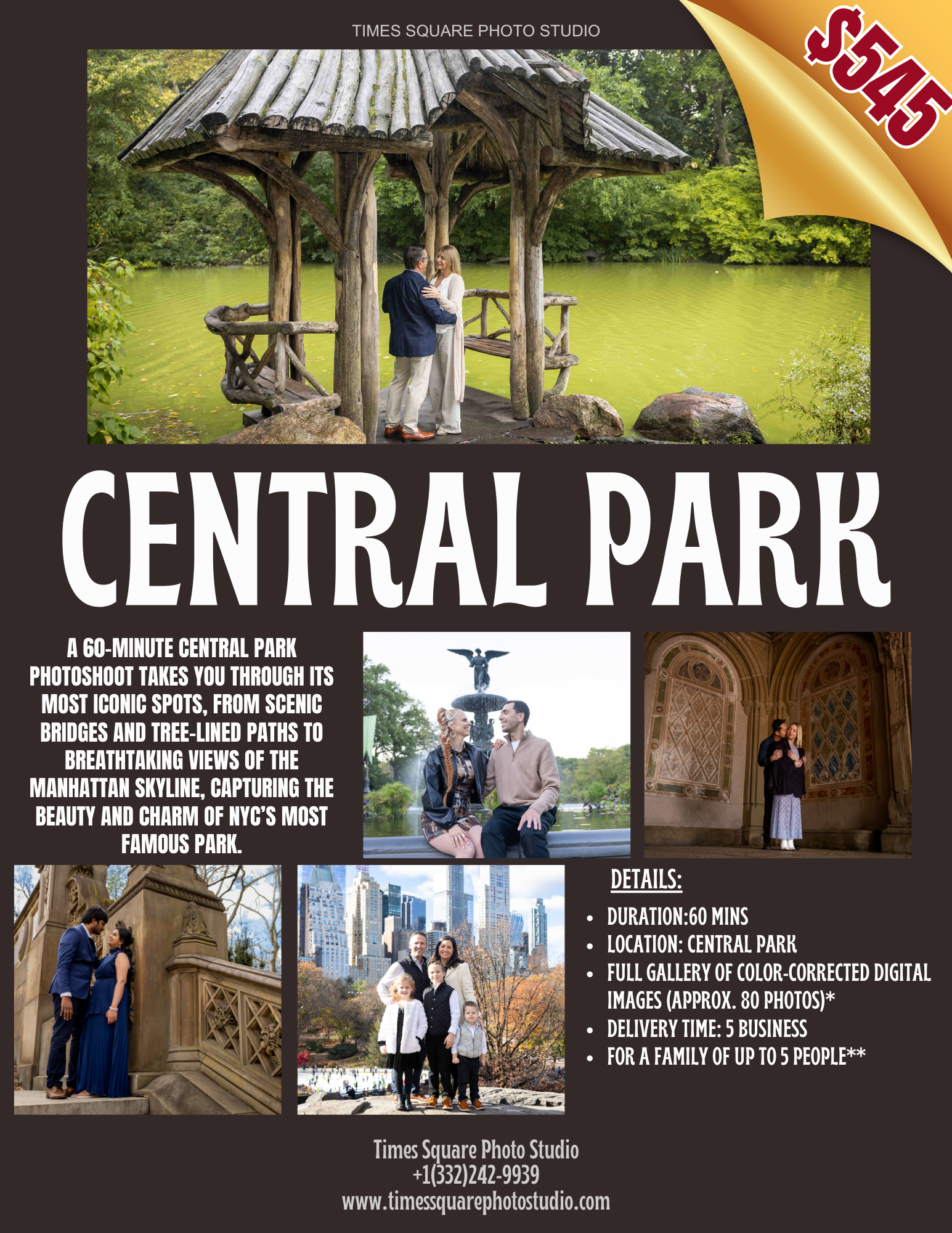Central Park Photoshoot Times Square Photo Studio package details