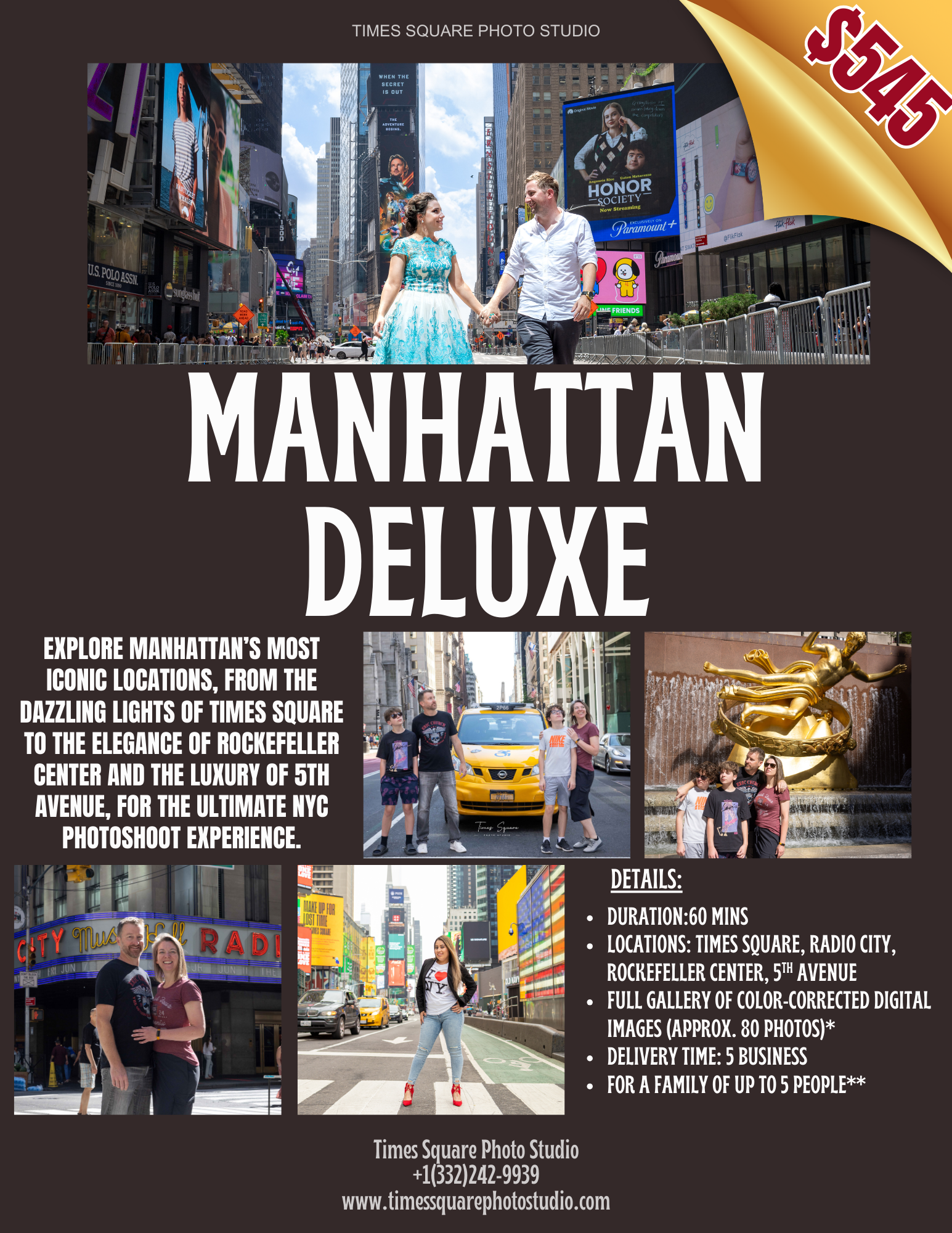 Manhattan Deluxe 60 min photoshoot NYC package