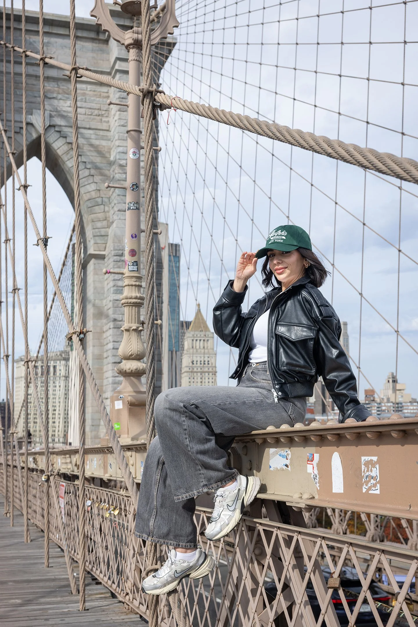 Brooklyn Bridge New York City photoshoot with Manhattan skyline in background