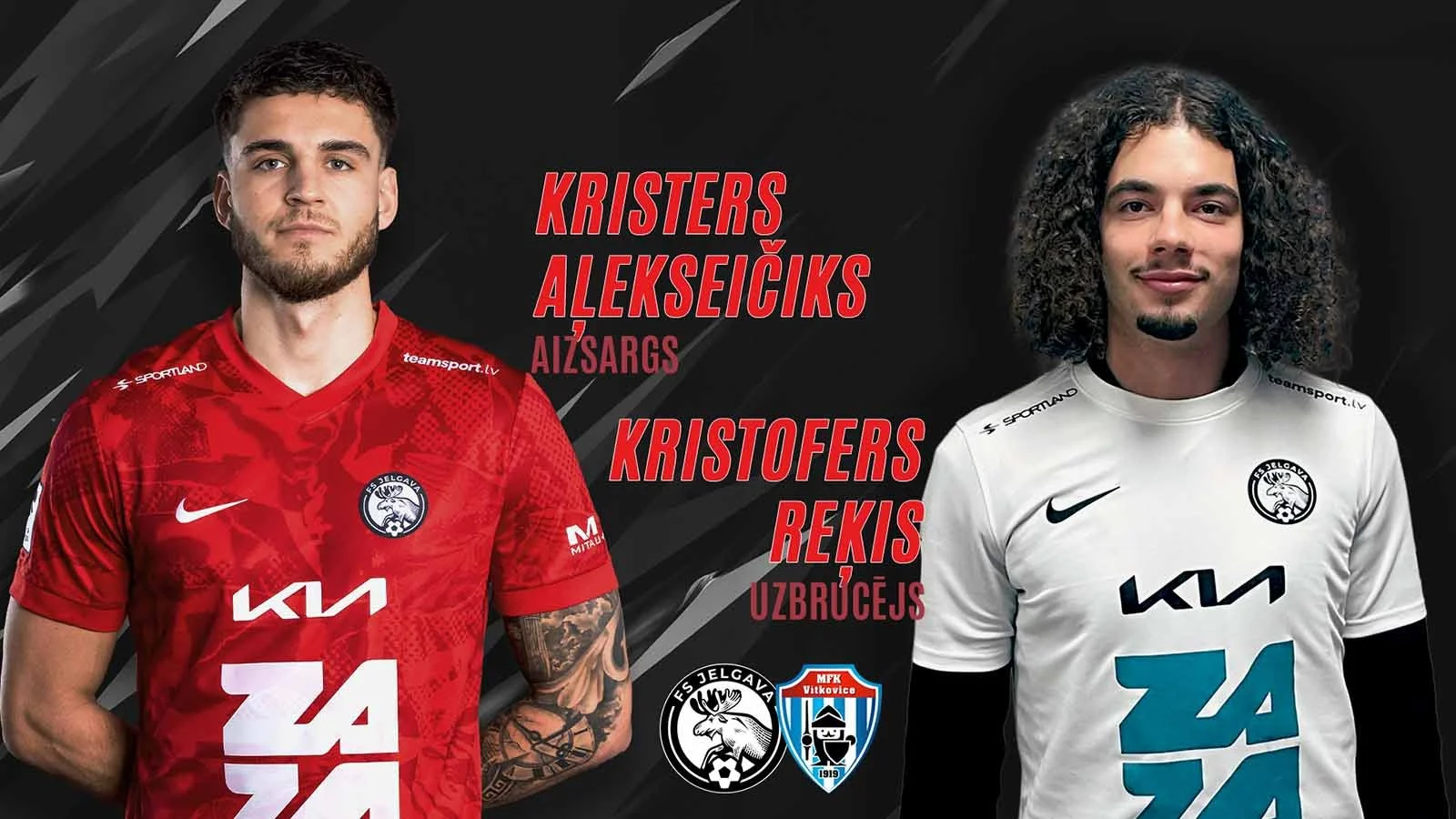 Kristers Aļekseičiks un Kristofers Reķis FS Jelgava spēļu kreklos