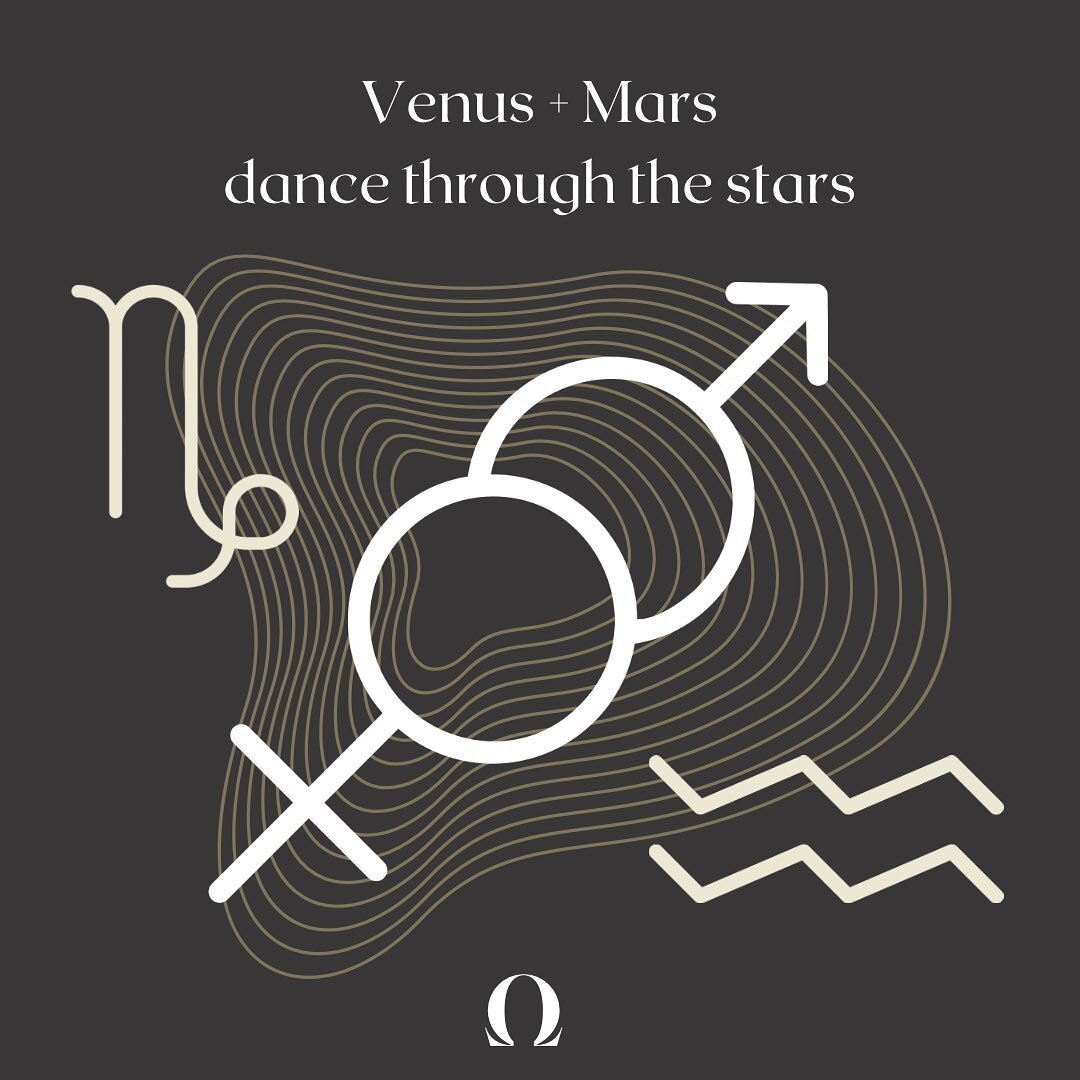 ♀♂Venus + Mars ♂♀
&bull;&bull;&bull;
A really unique transit is happening in the skies right now, as Venus and Mars are quite literally dancing with each other. For the past month, the two have been traveling together through Capricorn. After the Ven
