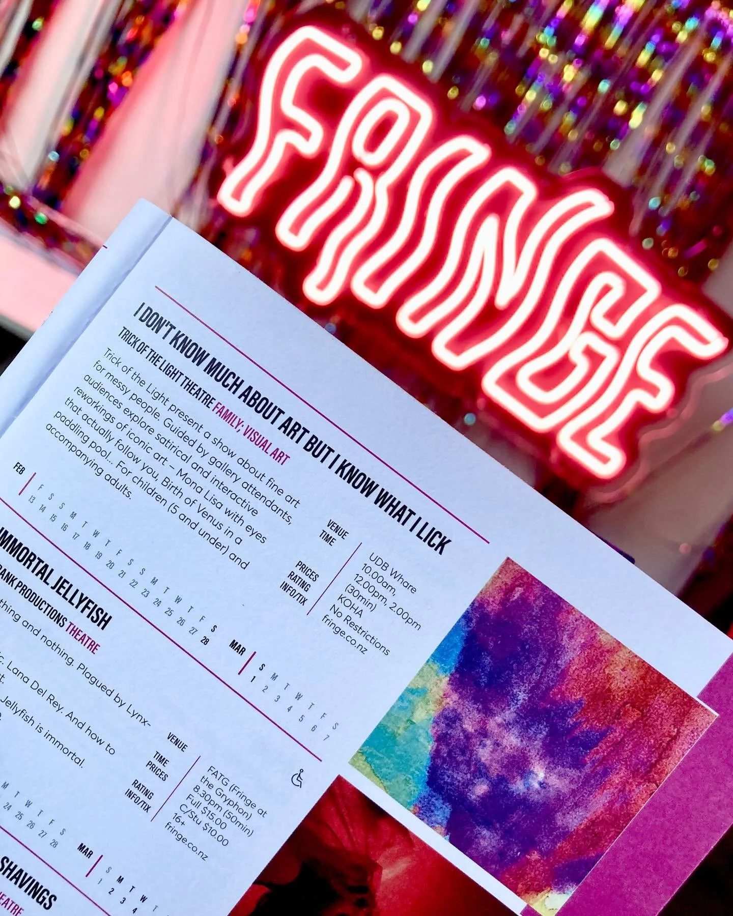 Happy @nzfringe launch! Can&rsquo;t wait to be there with a development season of our impractically titled new work, I Don&rsquo;t Know Much About Art But I Know What I Lick.

This is a show about fine art for messy people.

The gallery is a space wi