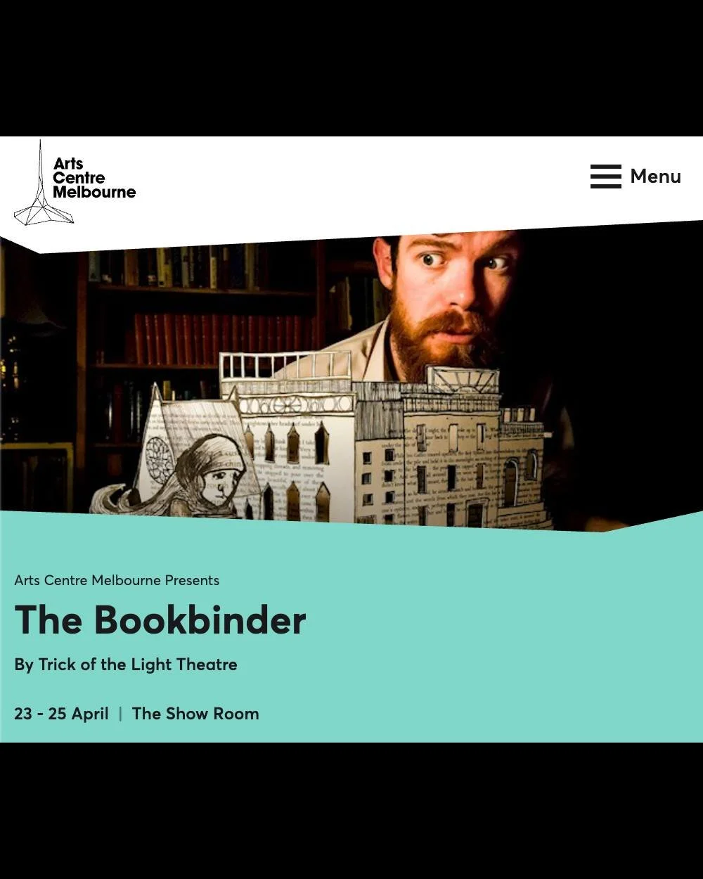 Thrilled to announce that we're taking The Bookbinder to @artscentremelbourne and @hotagc next April-May. Can't wait to perform in Naarm / Melbourne for our first time since 2014 (what the heck), and make our first trip to Yugambeh Region / Gold Coas