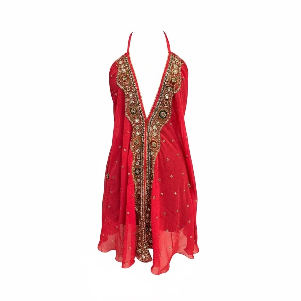 Embroidered sari dress