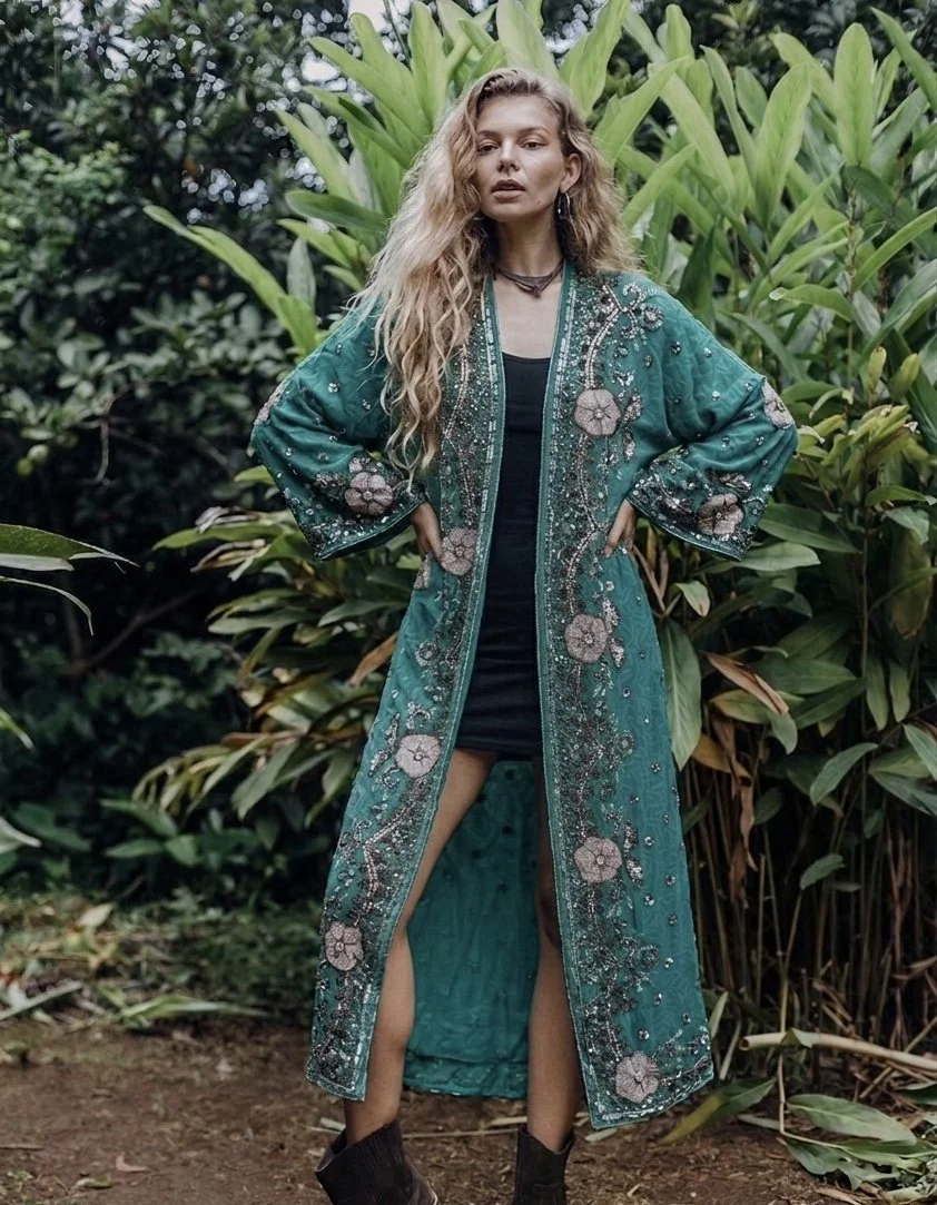 Embroidered kimono