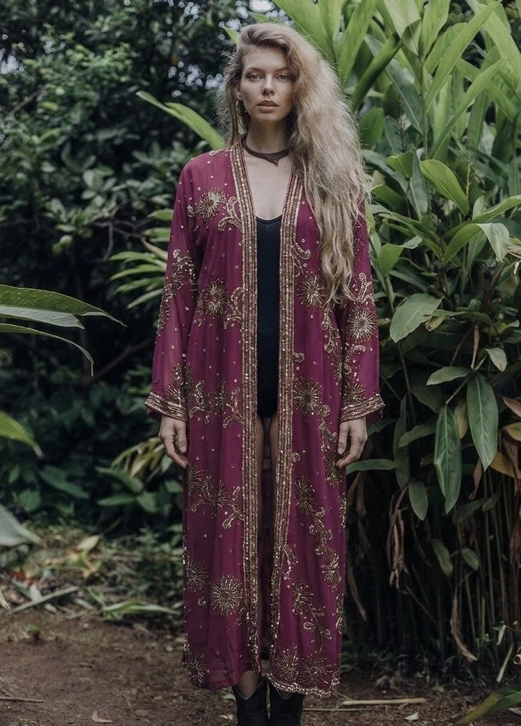 Embroidered kimono